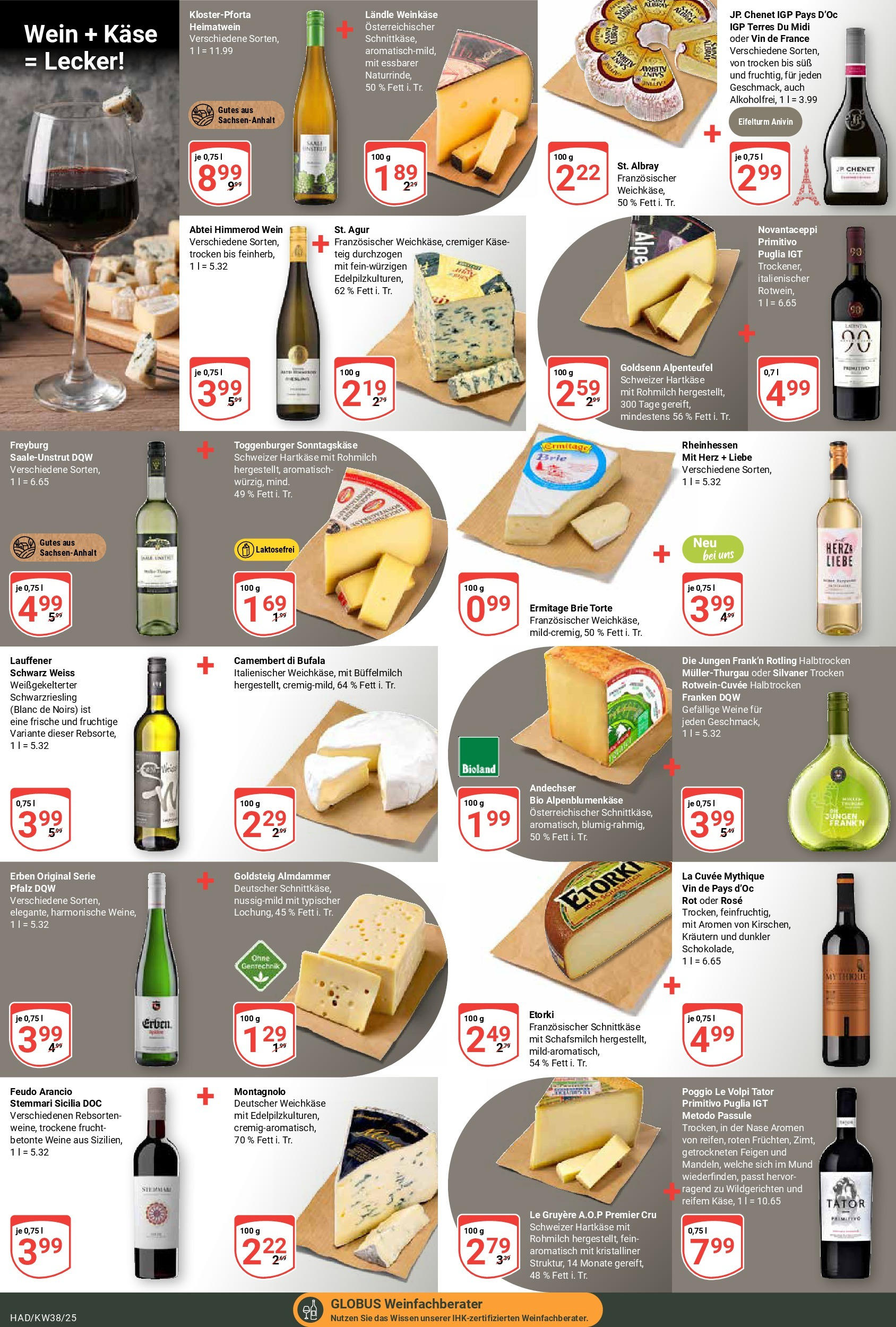 Globus prospekt Halle (saale) (ab 14.09.2025) » Angebote ab Montag | Seite: 13 | Produkte: Käse, Wein Globus prospekt Halle (saale) (ab 14.09.2025) » Angebote online | Seite: 13 | Produkte: Käse, Wein