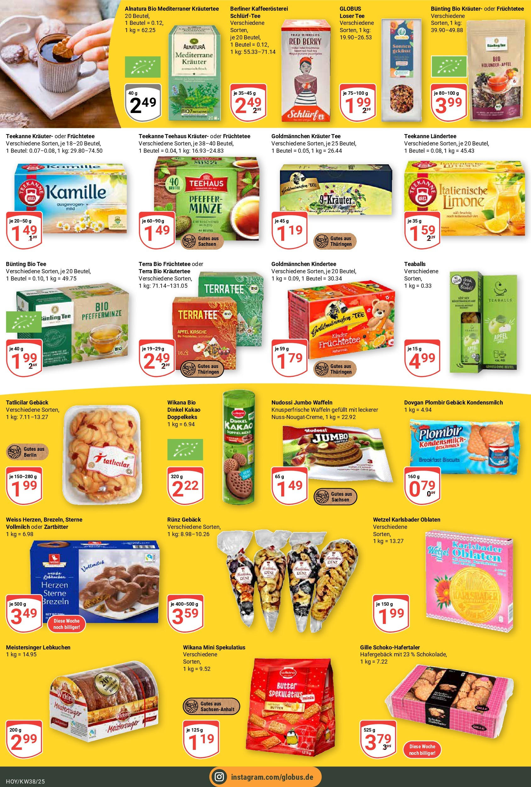 Globus prospekt Hoyerswerda	 (ab 14.09.2025) » Angebote online | Seite: 13 | Produkte: Berliner, Waffeln, Pfeffer, Teekanne