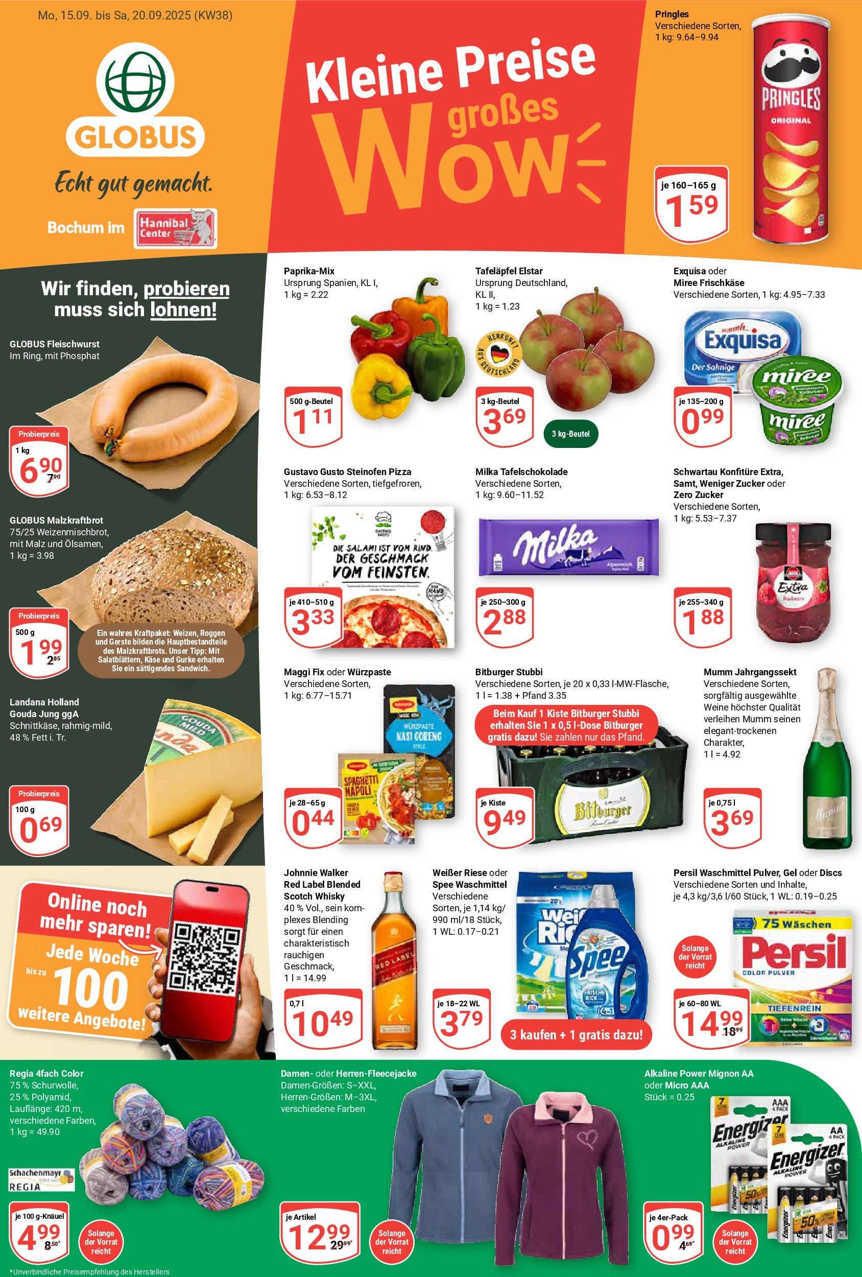 Globus prospekt Bochum-Riemke	 (ab 14.09.2025) » Angebote online | Seite: 1 | Produkte: Maggi, Gouda, Zucker, Pringles