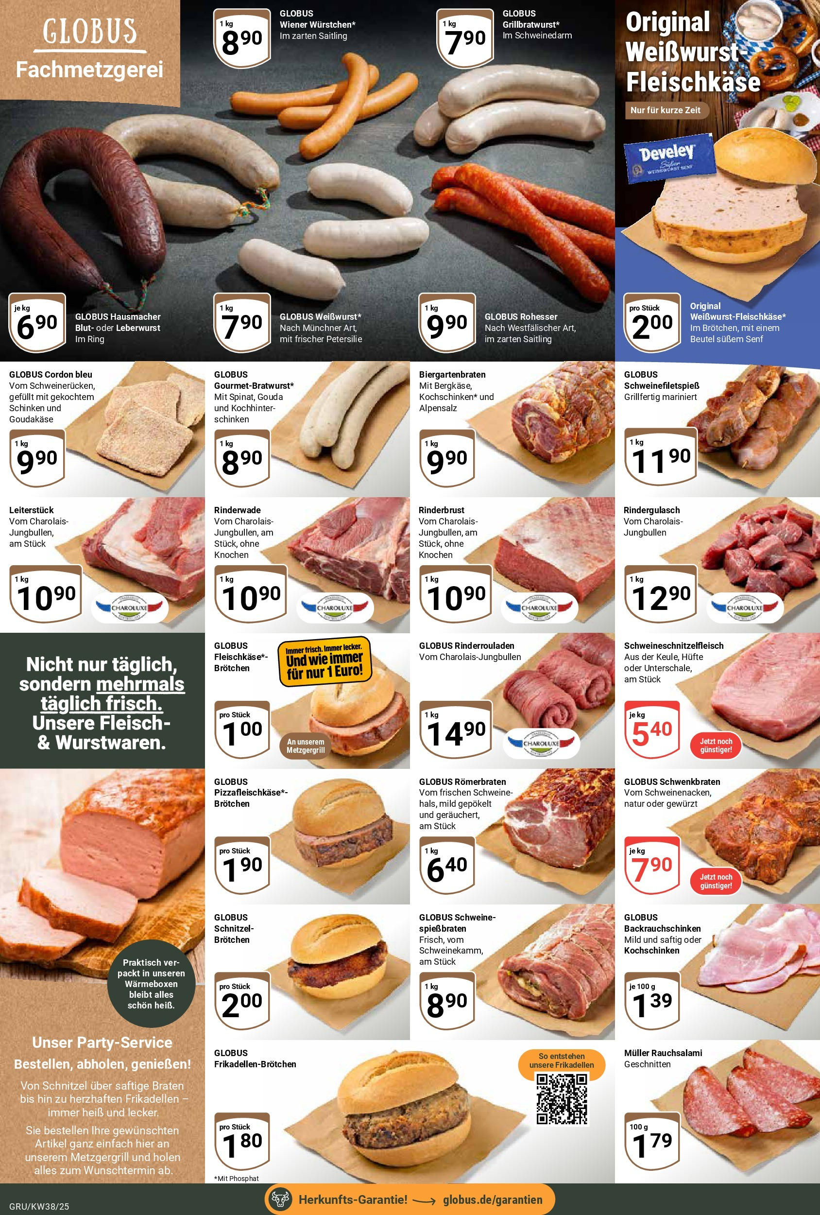 Globus prospekt Grünstadt	 (ab 14.09.2025) » Angebote online | Seite: 8 | Produkte: Rindergulasch, Weißwurst, Schnitzel, Fleisch