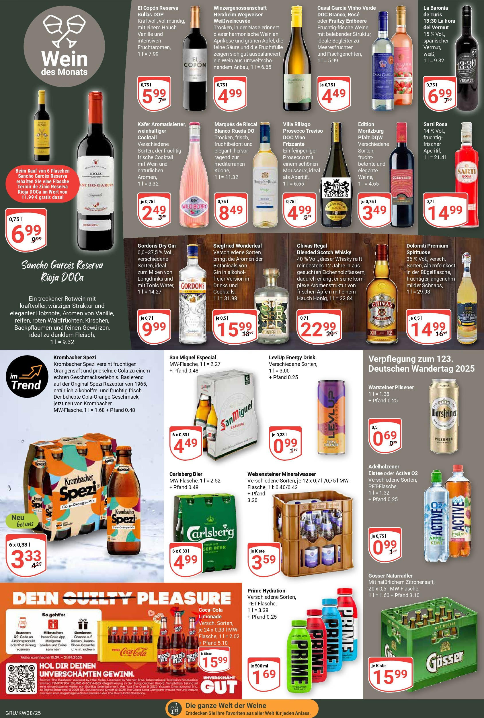 Globus prospekt Grünstadt	 (ab 14.09.2025) » Angebote online | Seite: 15 | Produkte: Whisky, Cola, Mineralwasser, Wein