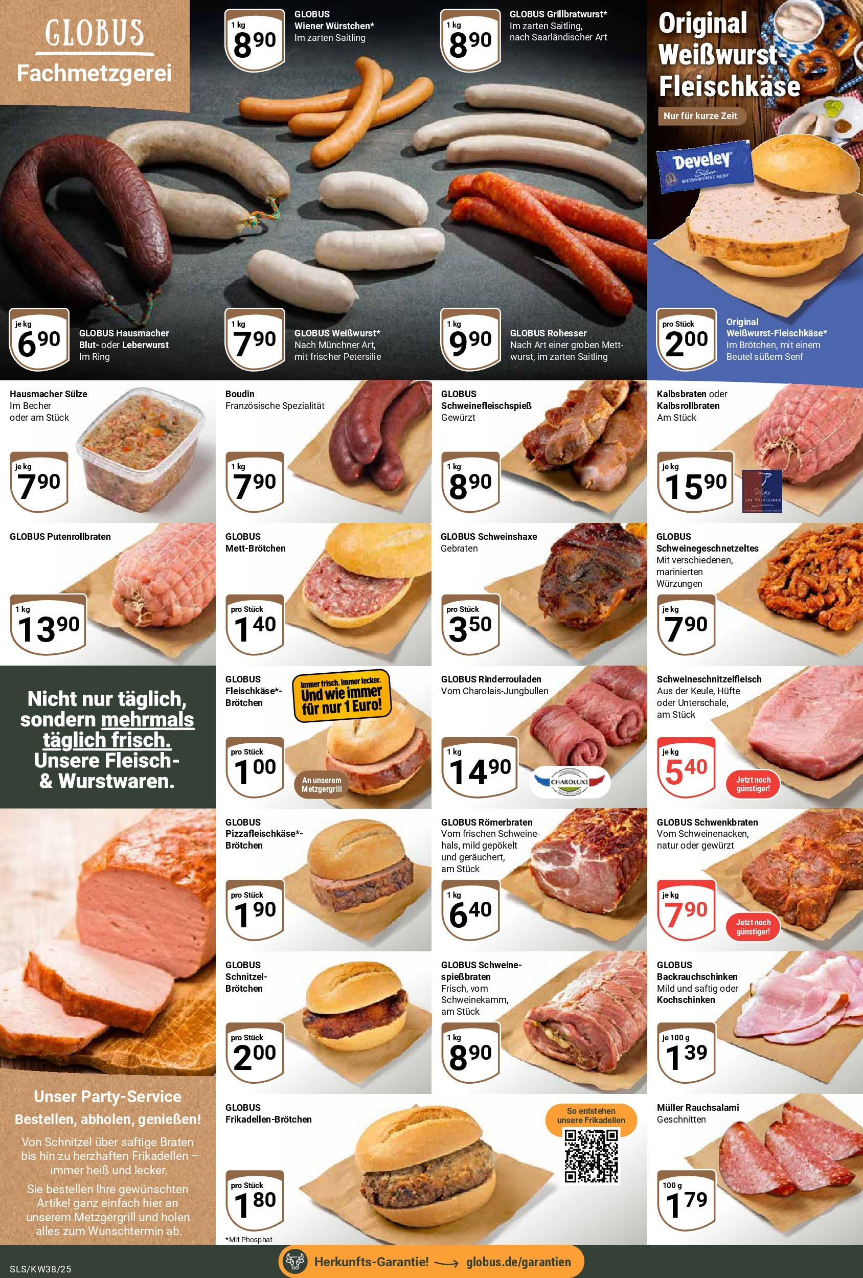 Globus prospekt Saarlouis (ab 14.09.2025) » Angebote ab Montag | Seite: 8 | Produkte: Rinderrouladen, Weißwurst, Petersilie, Fleisch Globus prospekt Saarlouis (ab 14.09.2025) » Angebote online | Seite: 8 | Produkte: Rinderrouladen, Weißwurst, Petersilie, Fleisch