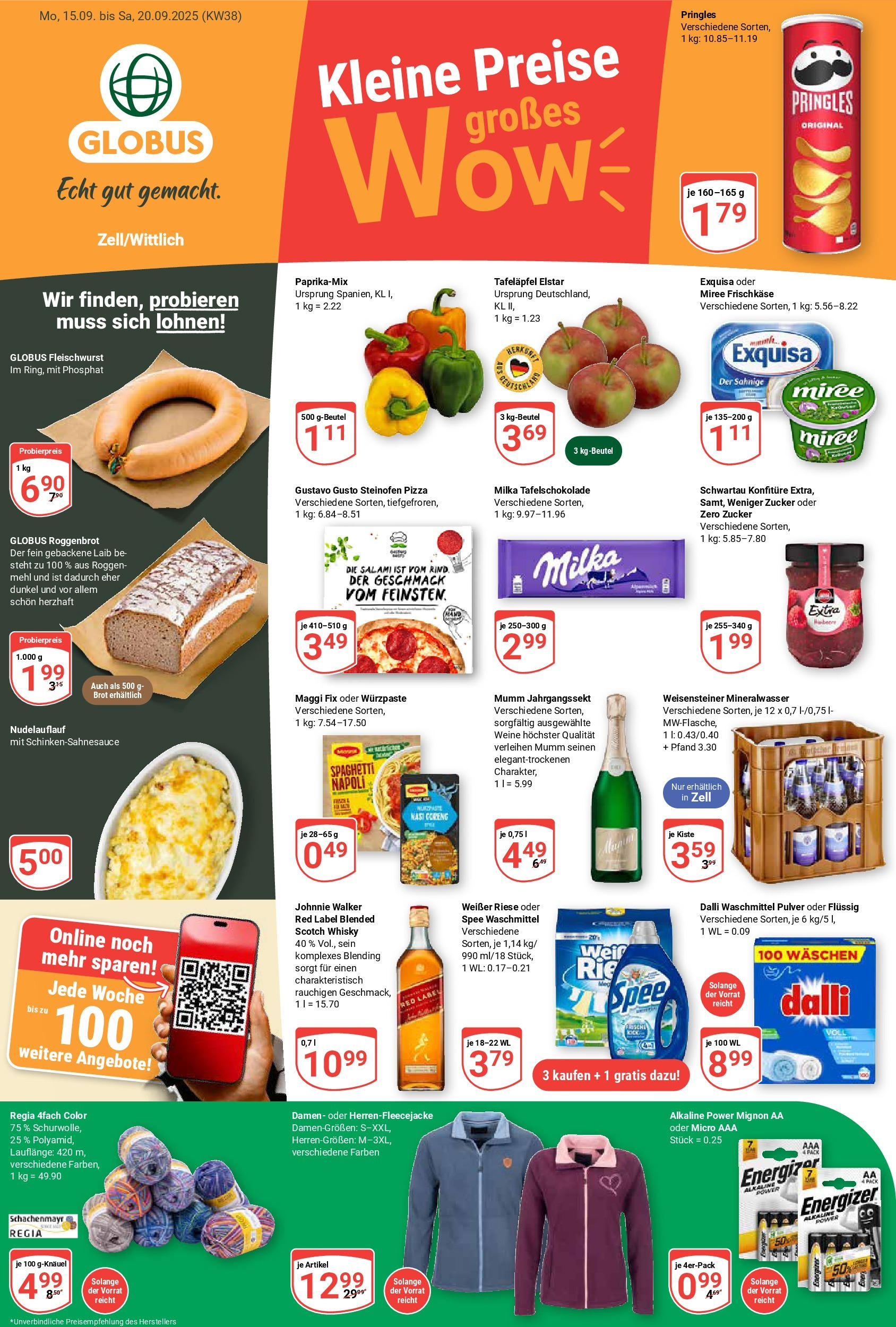 Globus prospekt Wittlich	 (ab 14.09.2025) » Angebote online | Seite: 1 | Produkte: Mehl, Mineralwasser, Exquisa, Pizza