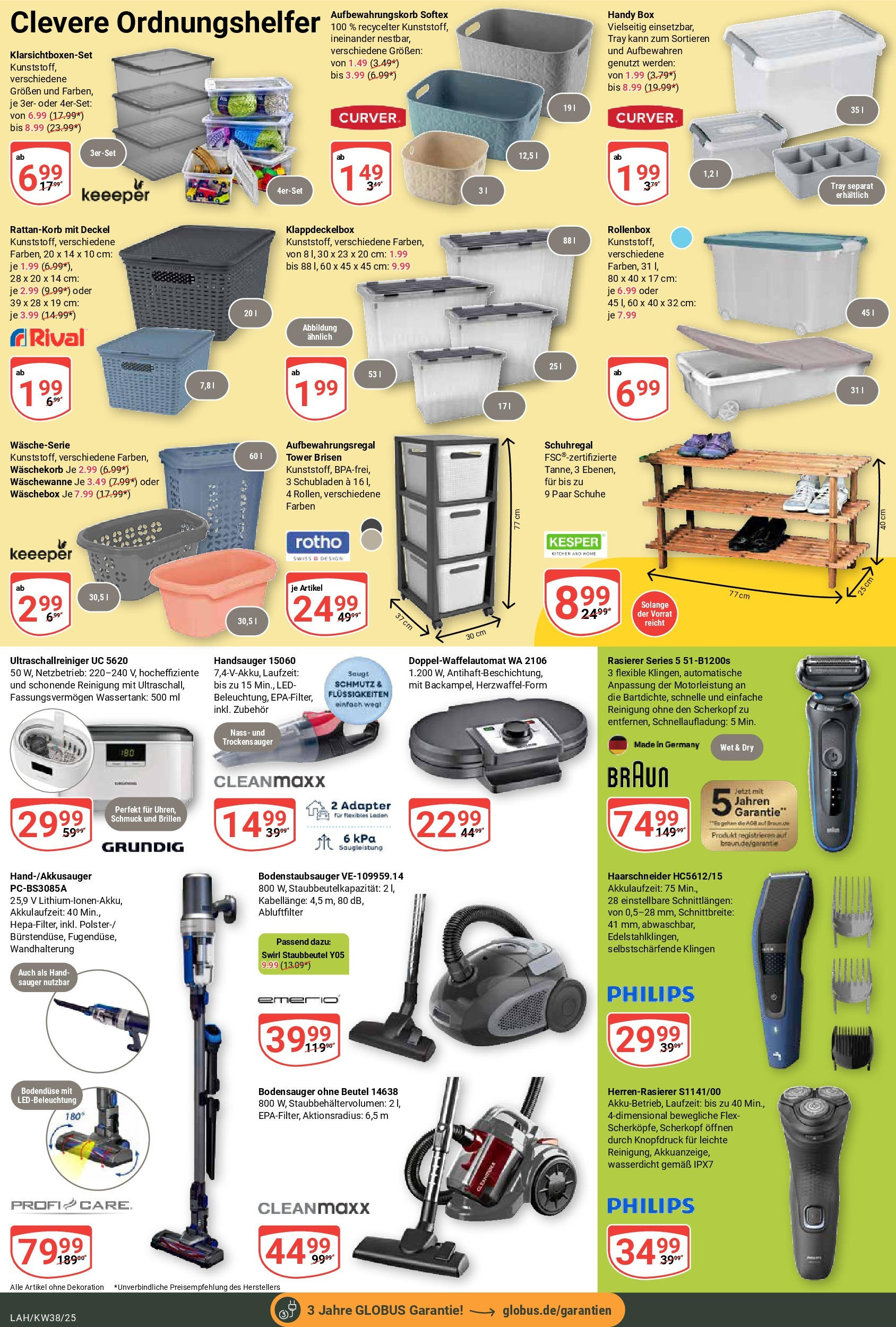 Globus prospekt Lahnstein (ab 14.09.2025) » Angebote ab Montag | Seite: 23 | Produkte: Philips, Rasierer, Box, Schuhregal Globus prospekt Lahnstein (ab 14.09.2025) » Angebote online | Seite: 23 | Produkte: Philips, Rasierer, Box, Schuhregal
