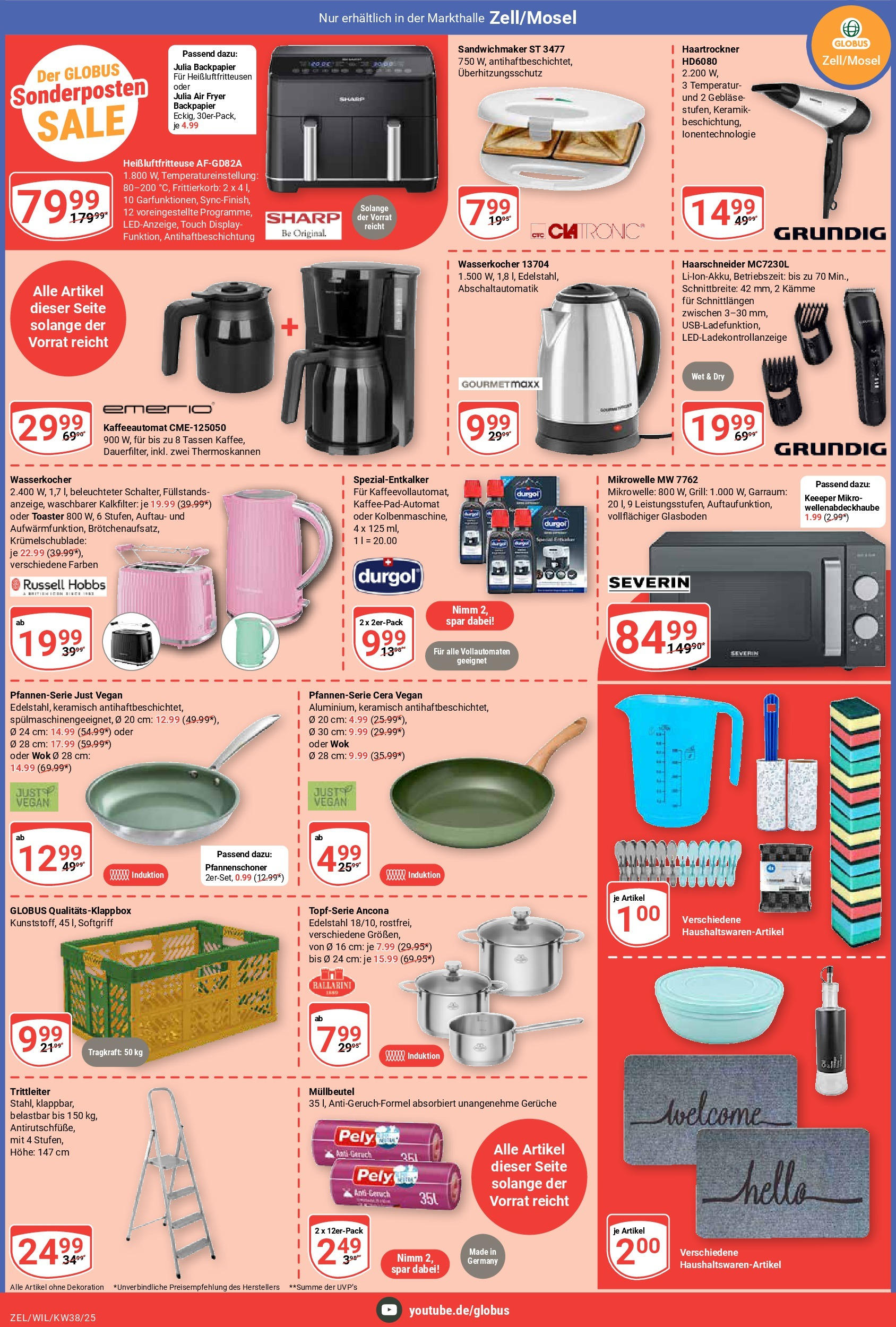 Globus prospekt Wittlich	 (ab 14.09.2025) » Angebote online | Seite: 22 | Produkte: Mikrowelle, Grill, Sandwichmaker, Heißluftfritteuse