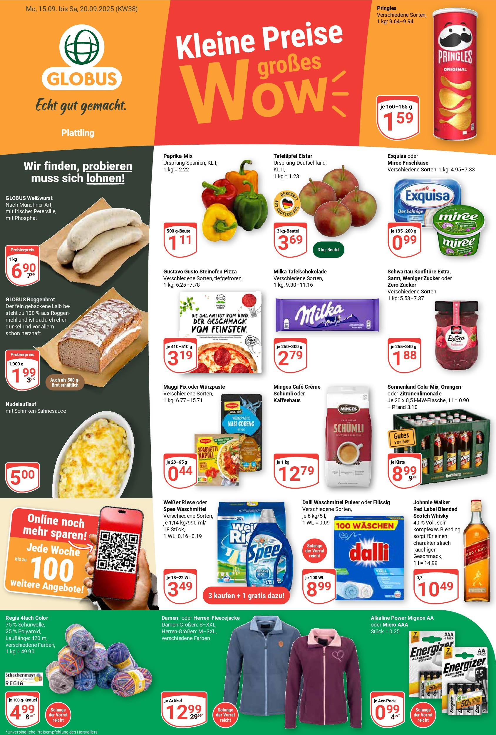 Globus prospekt Plattling	 (ab 14.09.2025) » Angebote online | Seite: 1 | Produkte: Creme, Maggi fix, Pizza, Pringles
