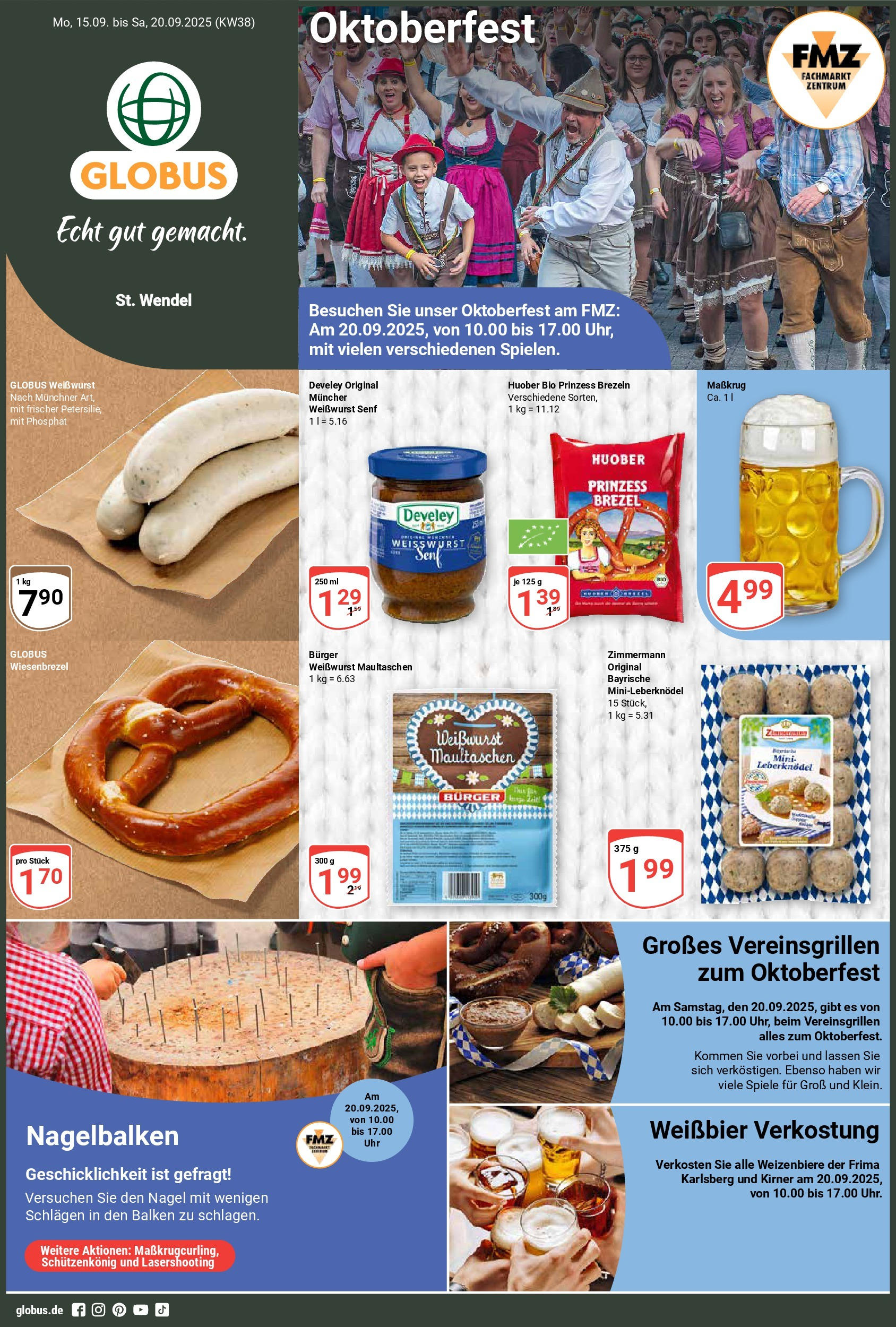 Globus prospekt St. Wendel (ab 14.09.2025) » Angebote ab Montag | Seite: 1 | Produkte: Weißbier, Burger, Weißwurst, Maultaschen Globus prospekt St. Wendel (ab 14.09.2025) » Angebote online | Seite: 1 | Produkte: Weißbier, Burger, Weißwurst, Maultaschen
