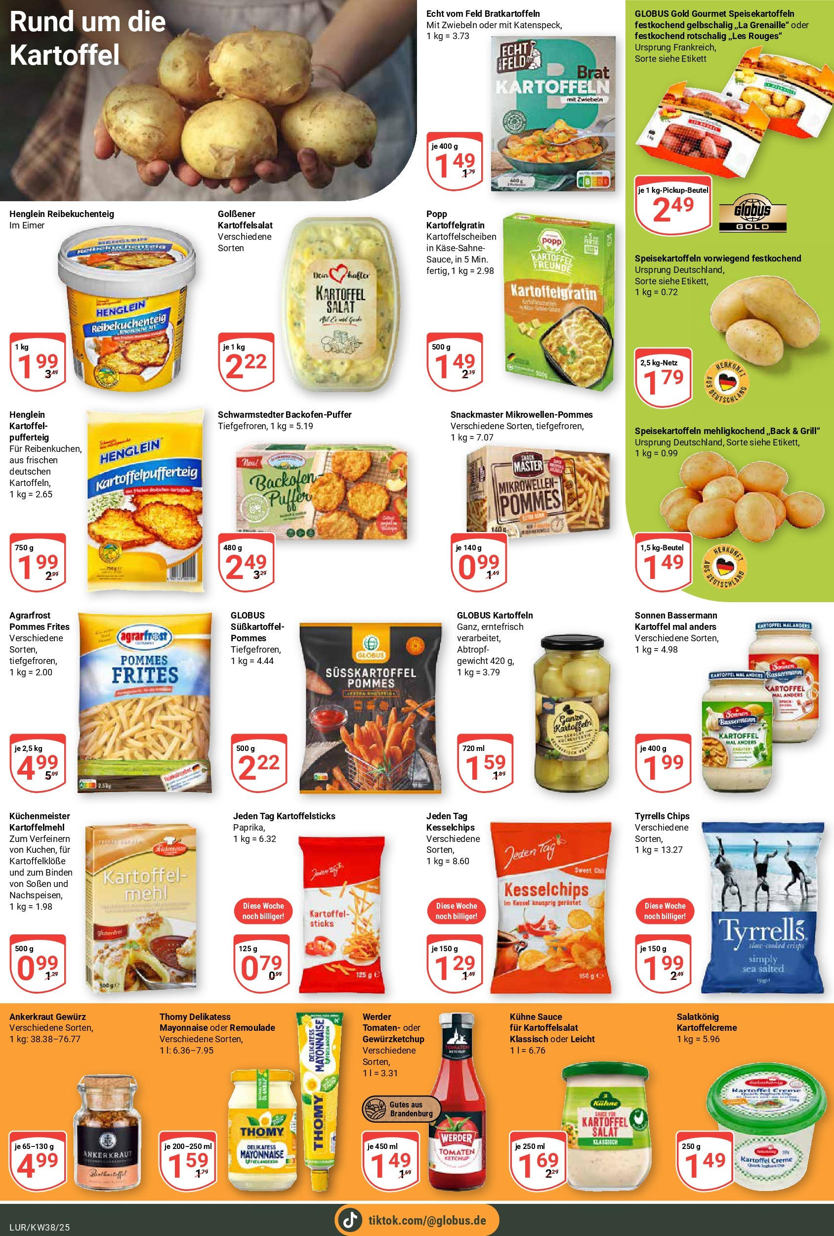 Globus prospekt Hamburg	 (ab 14.09.2025) » Angebote online | Seite: 13 | Produkte: Gewicht, Pommes, Kartoffeln, Chips