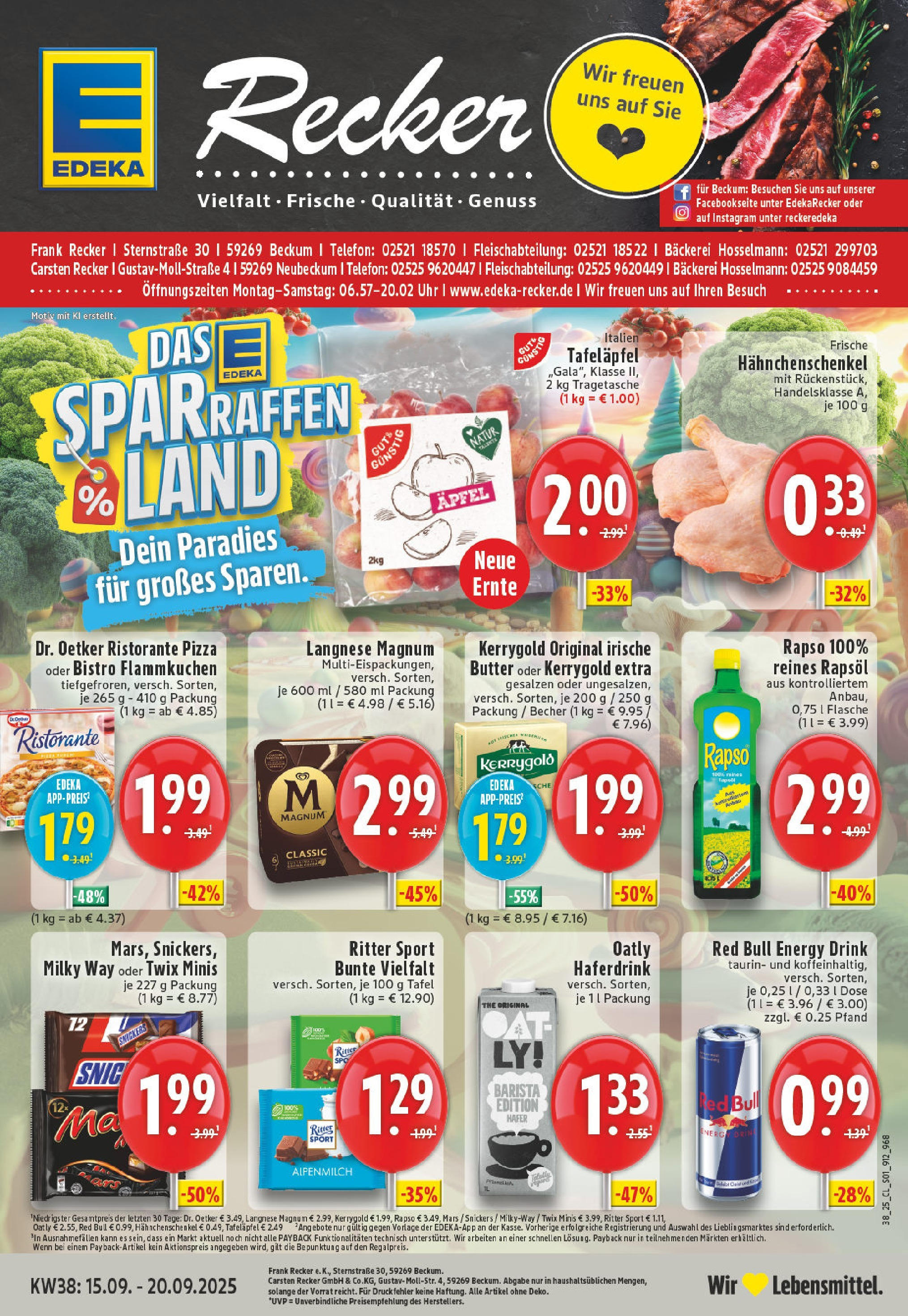 Edeka prospekt Beckum - Neubeckum (ab 14.09.2025) » Angebote Online | Seite: 1 | Produkte: Hahnchenschenkel, Energy, Butter, Telefon Edeka prospekt Beckum - Neubeckum (ab 14.09.2025) » Angebote Online | Seite: 1 | Produkte: Hahnchenschenkel, Energy, Butter, Telefon