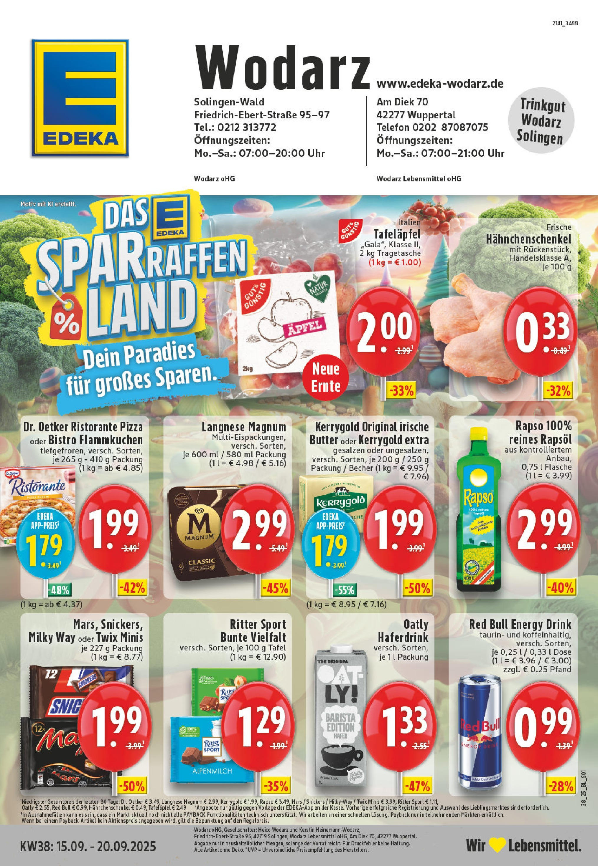 Edeka prospekt Wuppertal (ab 14.09.2025) » Angebote Online | Seite: 1 | Produkte: Red bull, Ritter sport, Äpfel, Oatly Edeka prospekt Wuppertal (ab 14.09.2025) » Angebote Online | Seite: 1 | Produkte: Red bull, Ritter sport, Äpfel, Oatly