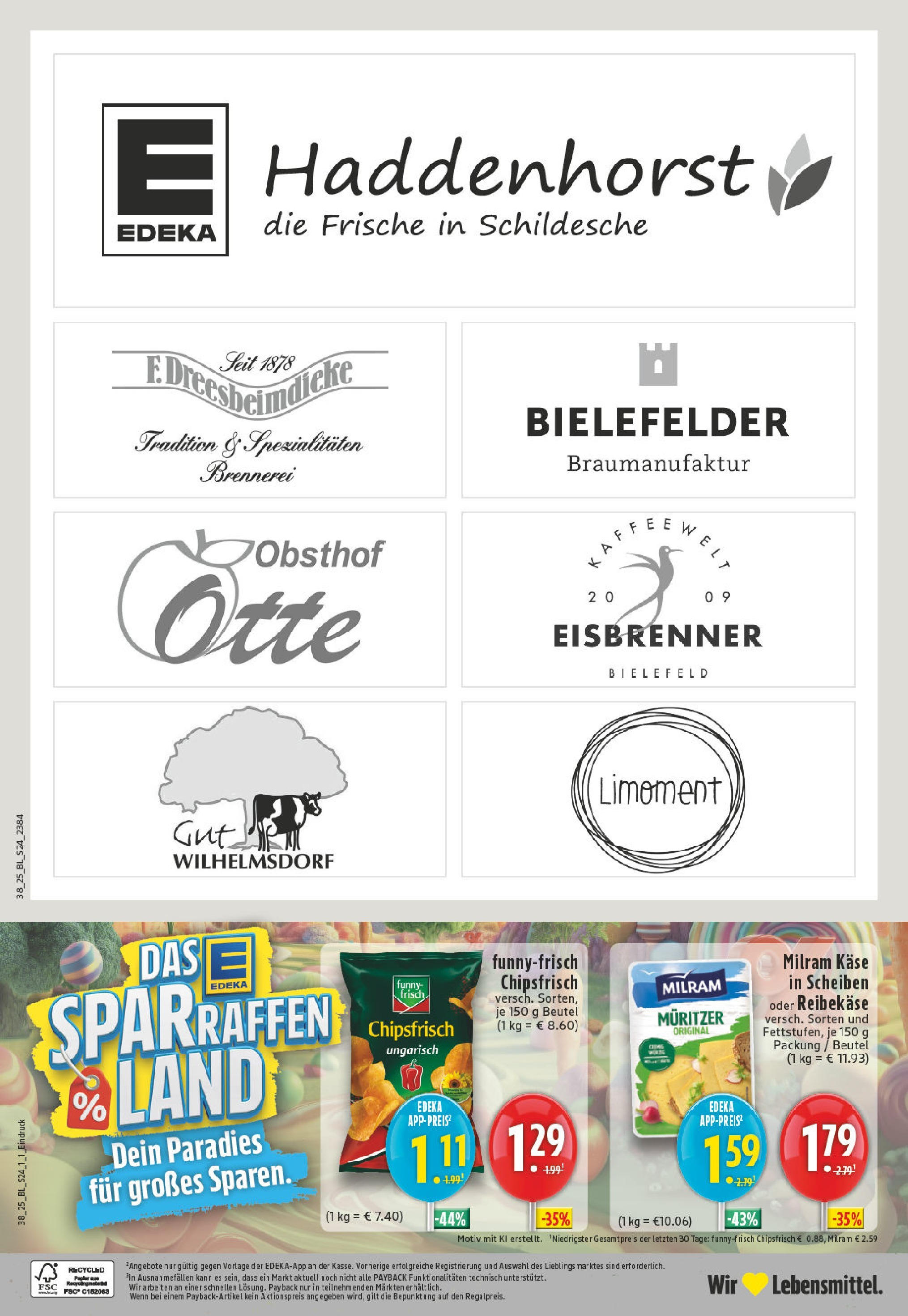 Edeka prospekt Bielefeld (ab 14.09.2025) » Angebote Online | Seite: 26 | Produkte: Käse, Milram, Reibekase, Chips Edeka prospekt Bielefeld (ab 14.09.2025) » Angebote Online | Seite: 26 | Produkte: Käse, Milram, Reibekase, Chips