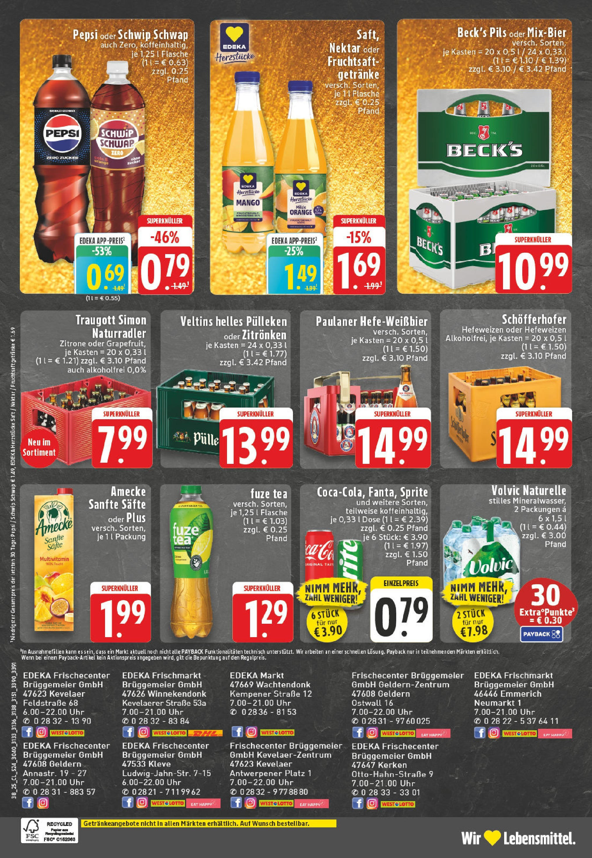Edeka prospekt Kevelaer (ab 14.09.2025) » Angebote Online | Seite: 26 | Produkte: Pils, Mango, Saft, Paulaner Edeka prospekt Kevelaer (ab 14.09.2025) » Angebote Online | Seite: 26 | Produkte: Pils, Mango, Saft, Paulaner