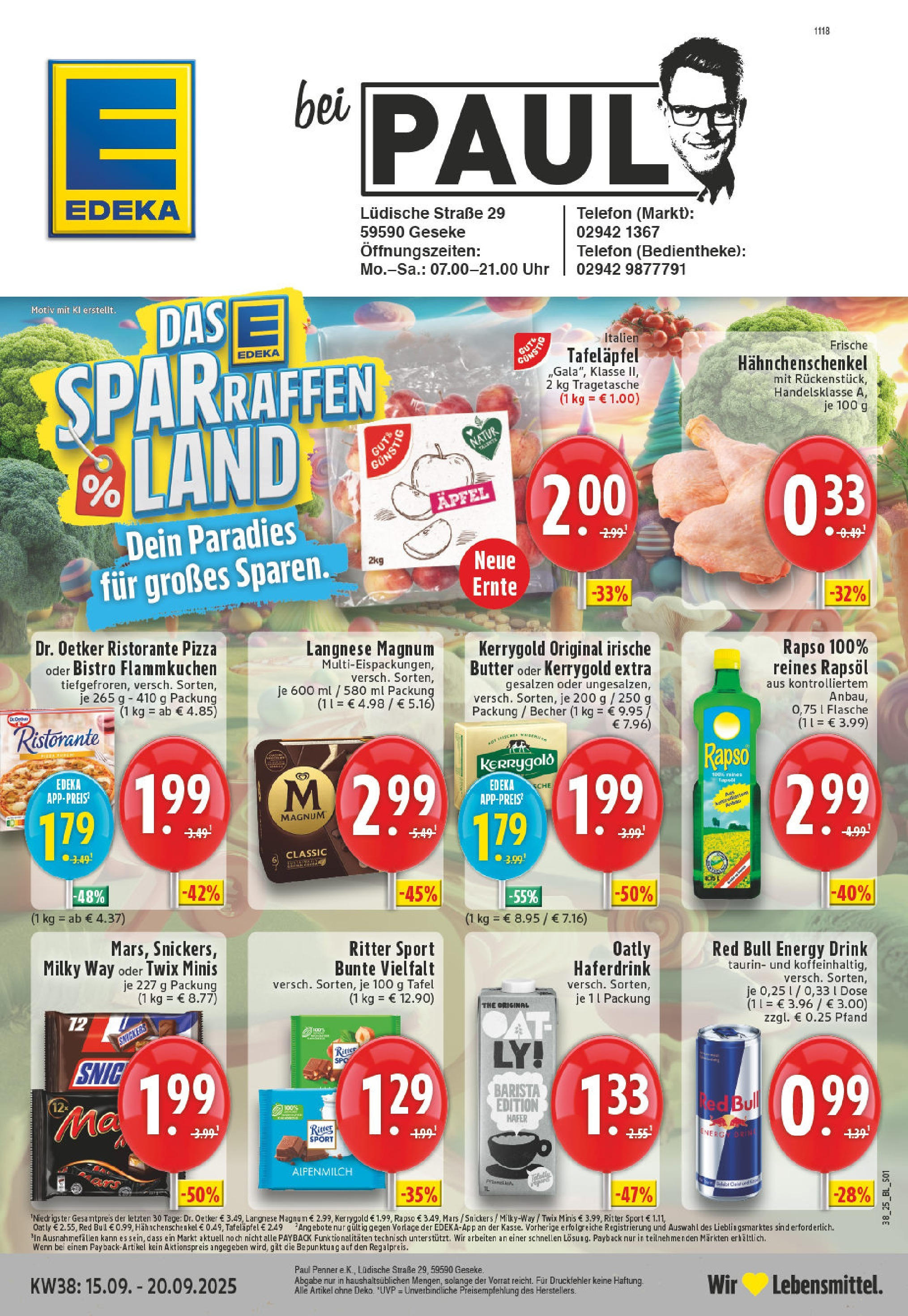 Edeka prospekt Geseke (ab 14.09.2025) » Angebote Online | Seite: 1 | Produkte: Ristorante, Butter, Rapsöl, Mars Edeka prospekt Geseke (ab 14.09.2025) » Angebote Online | Seite: 1 | Produkte: Ristorante, Butter, Rapsöl, Mars