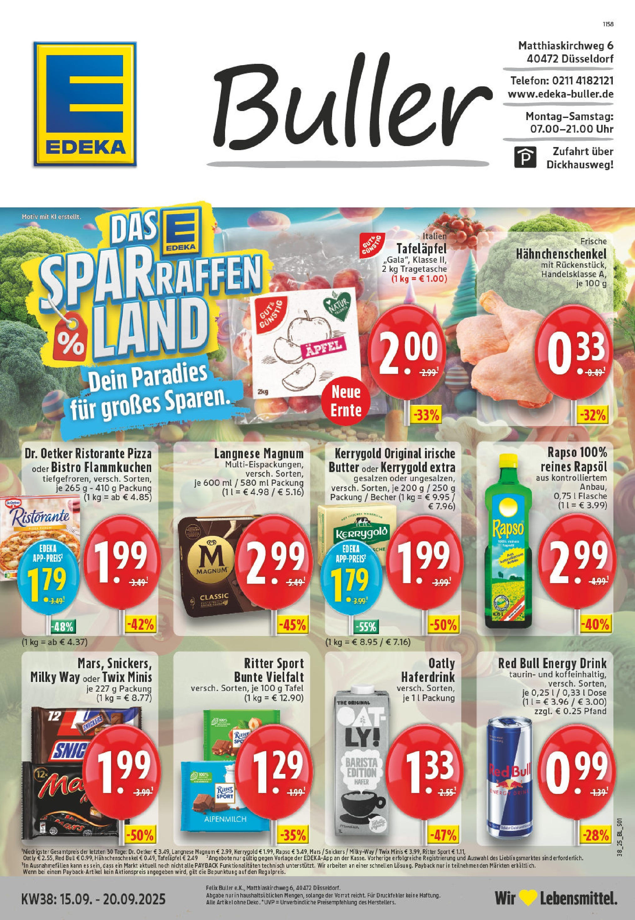 Edeka prospekt Düsseldorf (ab 15.09.2025) » Angebote Online | Seite: 1 | Produkte: Ristorante, Red bull, Hahnchenschenkel, Pizza Edeka prospekt Düsseldorf (ab 15.09.2025) » Angebote Online | Seite: 1 | Produkte: Ristorante, Red bull, Hahnchenschenkel, Pizza