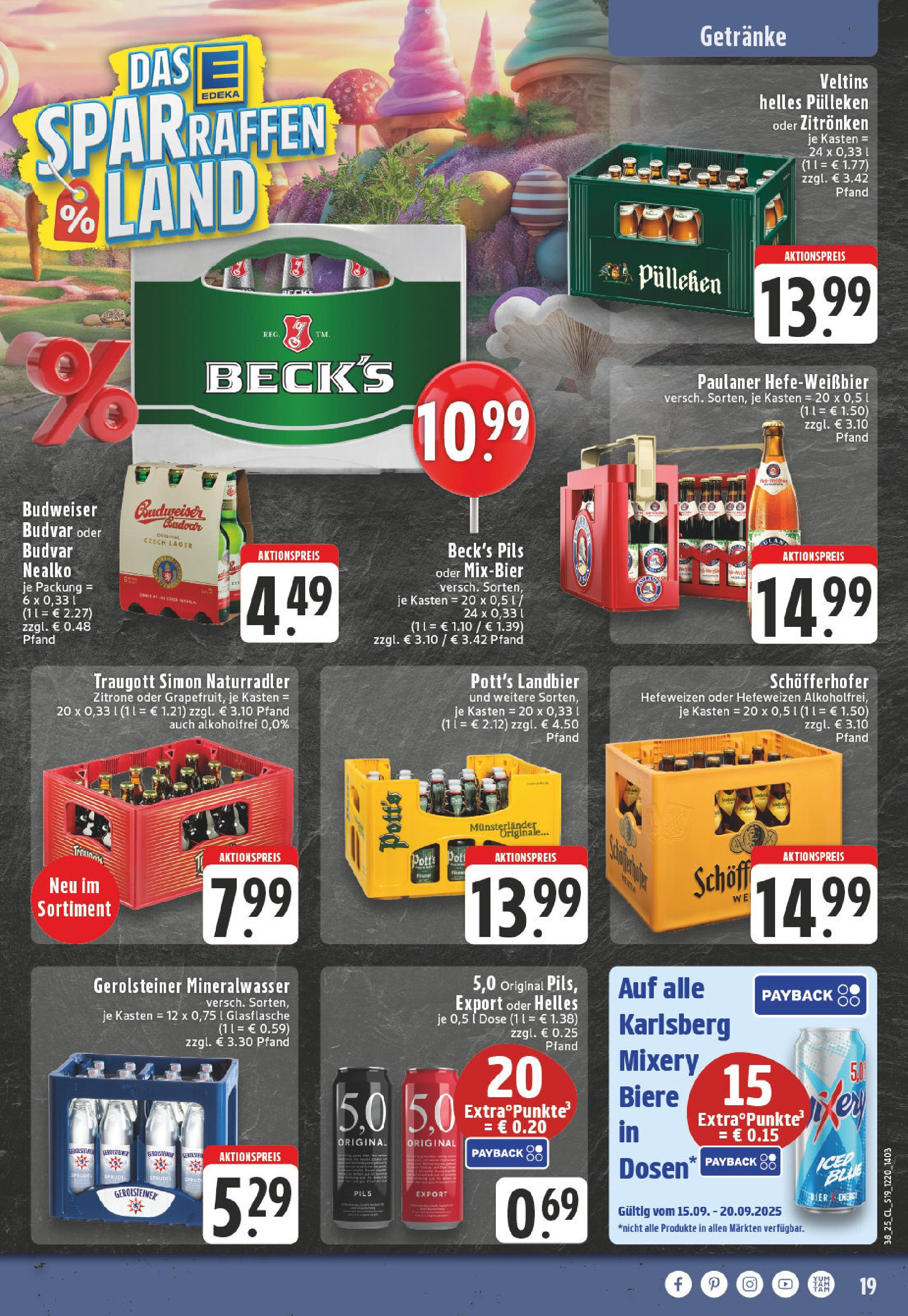 Edeka prospekt Marl	 (ab 14.09.2025) » Angebote Online | Seite: 21 | Produkte: Pils, Mineralwasser, Budweiser, Gerolsteiner