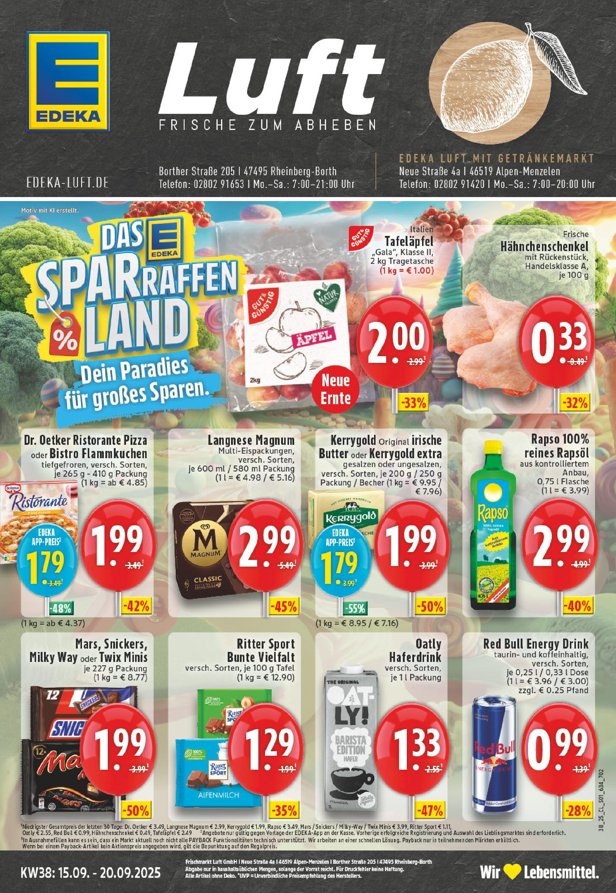 Edeka prospekt Rheinberg - Borth (ab 14.09.2025) » Angebote Online | Seite: 1 | Produkte: Ristorante, Rapsöl, Twix, Pizza Edeka prospekt Rheinberg - Borth (ab 14.09.2025) » Angebote Online | Seite: 1 | Produkte: Ristorante, Rapsöl, Twix, Pizza