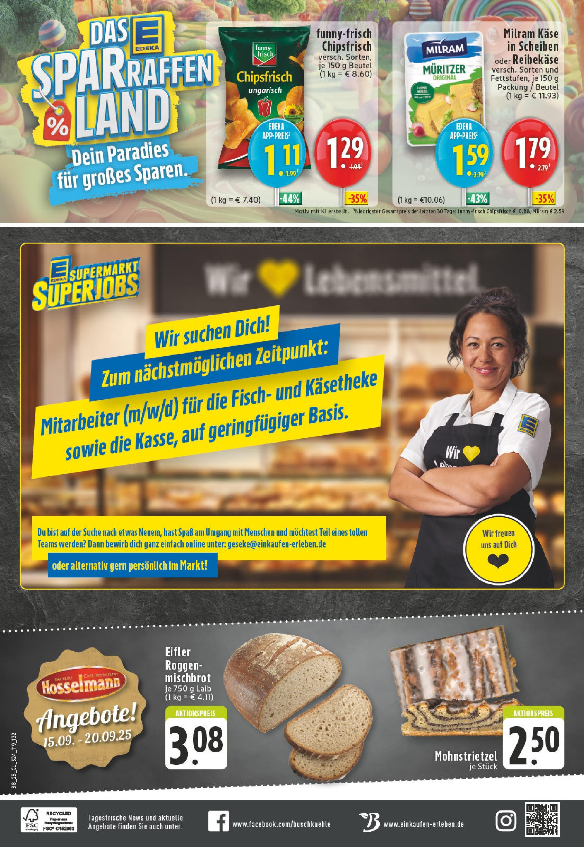 Edeka prospekt Geseke	 (ab 14.09.2025) » Angebote Online | Seite: 26 | Produkte: Käse, Fisch, Reibekase, Chips