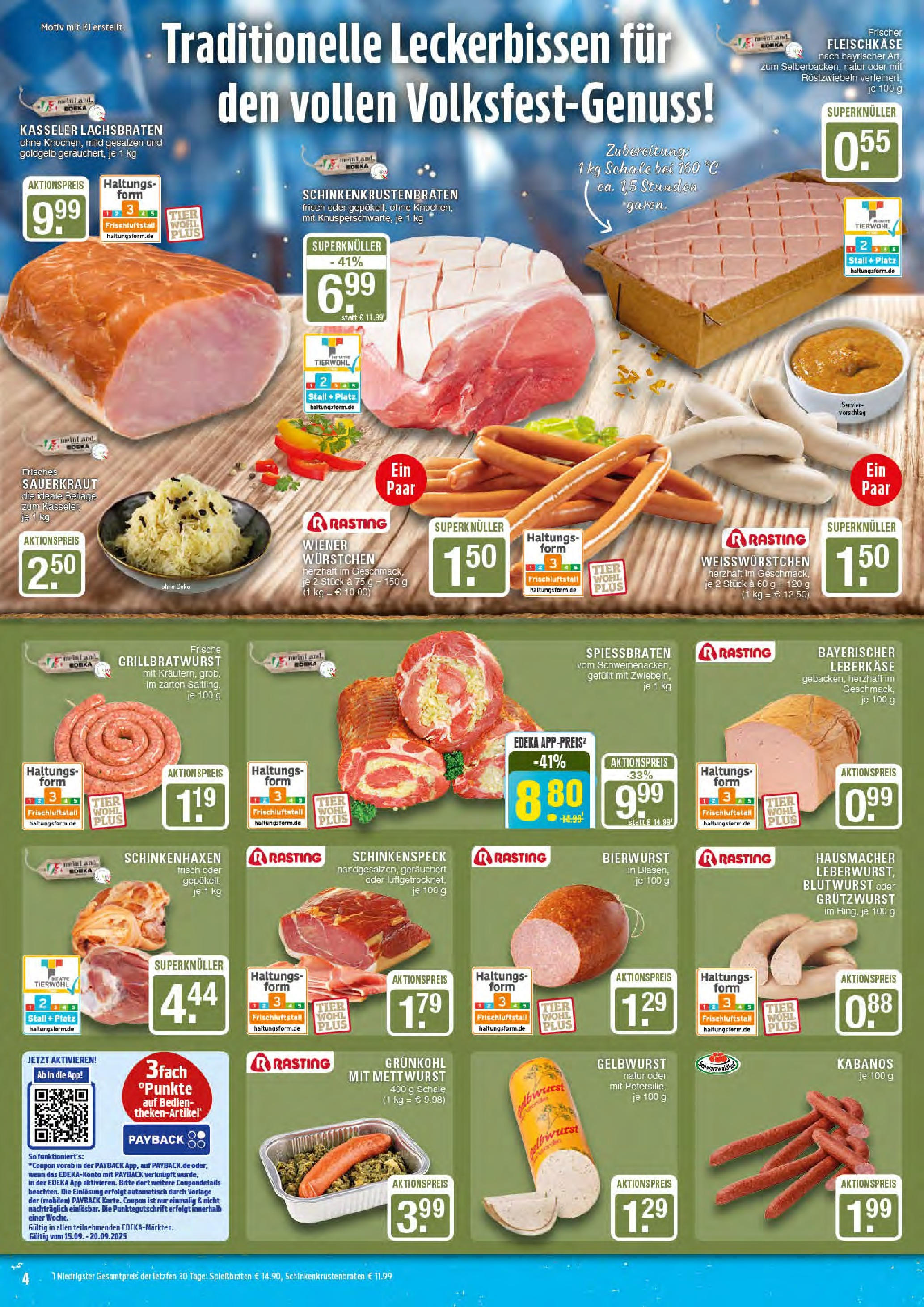 Edeka prospekt Marl	 (ab 14.09.2025) » Angebote Online | Seite: 4 | Produkte: Wiener wurstchen, Leberkase