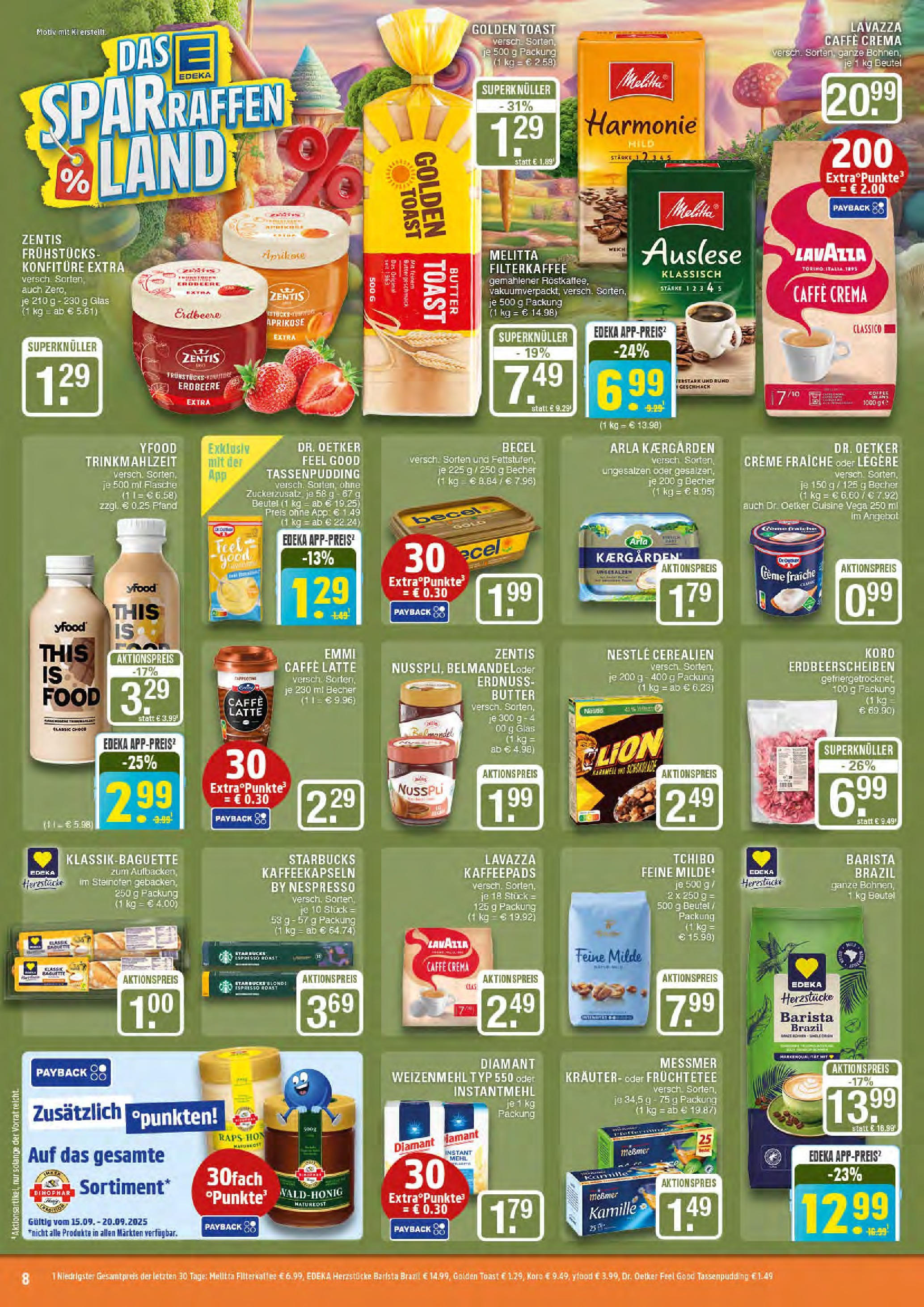 Edeka prospekt Marl	 (ab 14.09.2025) » Angebote Online | Seite: 8 | Produkte: Butter, Starbucks, Creme, YFood