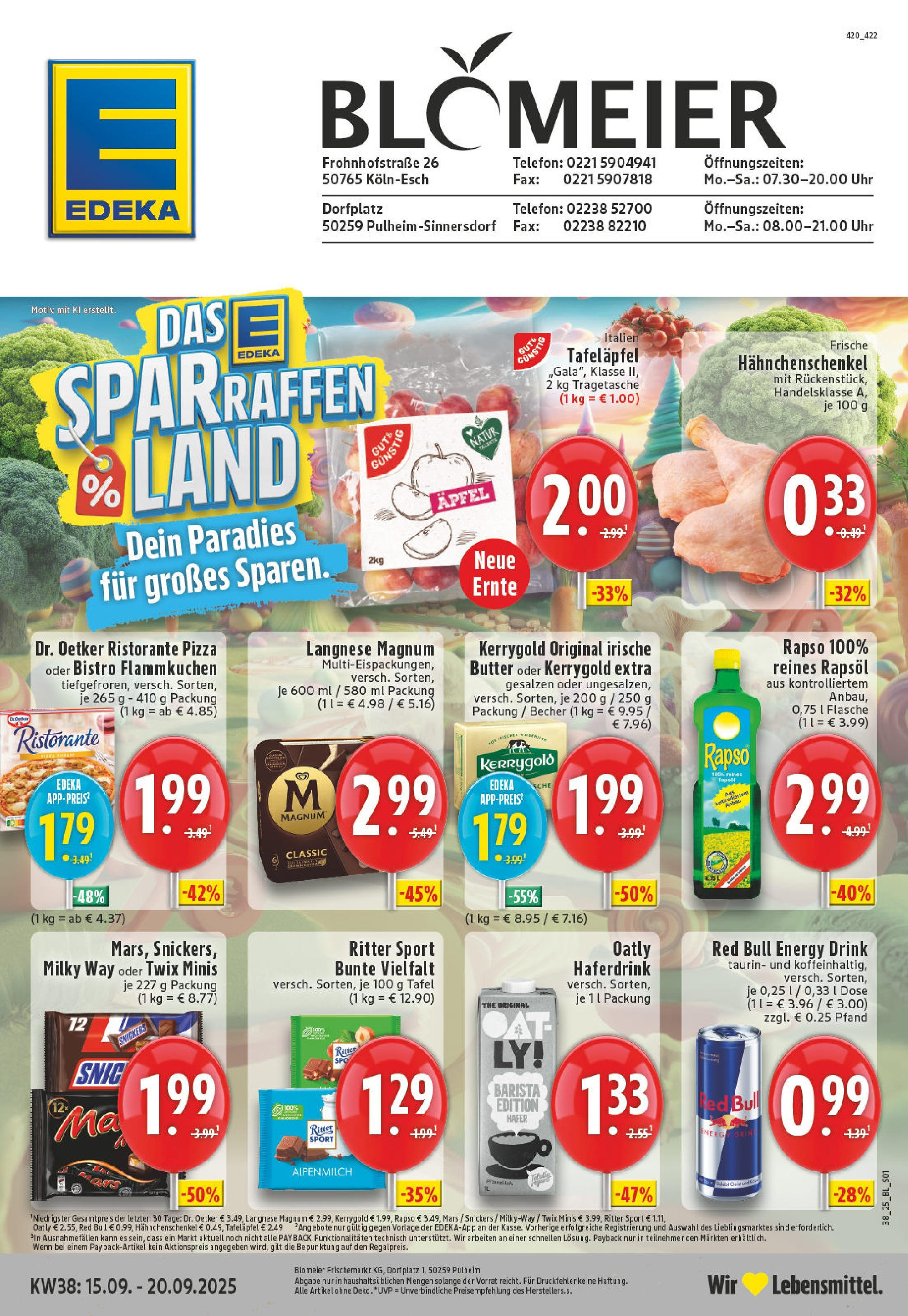 Edeka prospekt Pulheim - Sinnersdorf	 (ab 14.09.2025) » Angebote Online | Seite: 1 | Produkte: Ristorante, Butter, Snickers, Uhr
