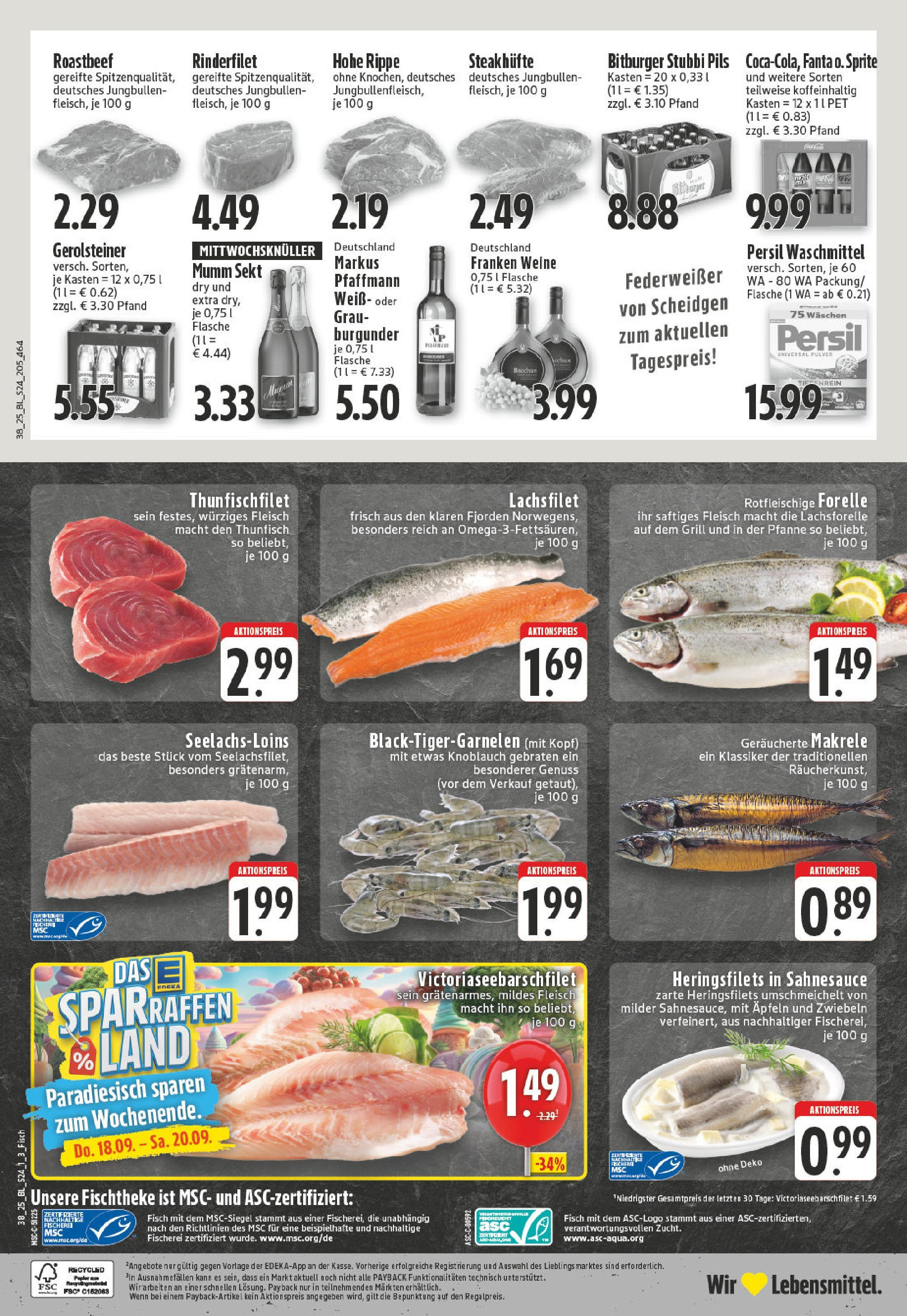 Edeka prospekt Königswinter-Stieldorf	 (ab 14.09.2025) » Angebote Online | Seite: 26 | Produkte: Rinderfilet, Sekt, Waschmittel, Persil
