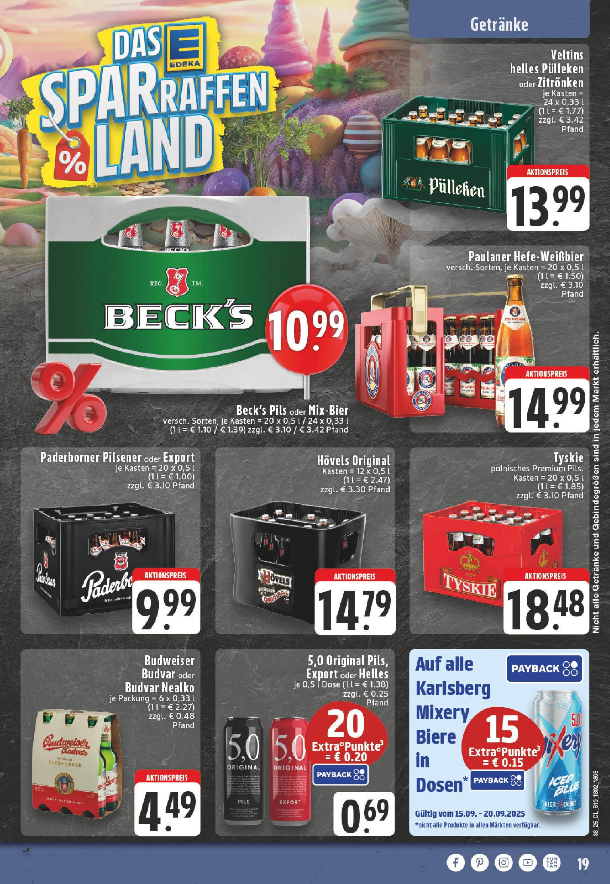 Edeka prospekt Witten-Bommern	 (ab 14.09.2025) » Angebote Online | Seite: 21 | Produkte: Helles pulleken, Tyskie, Budweiser, Paulaner