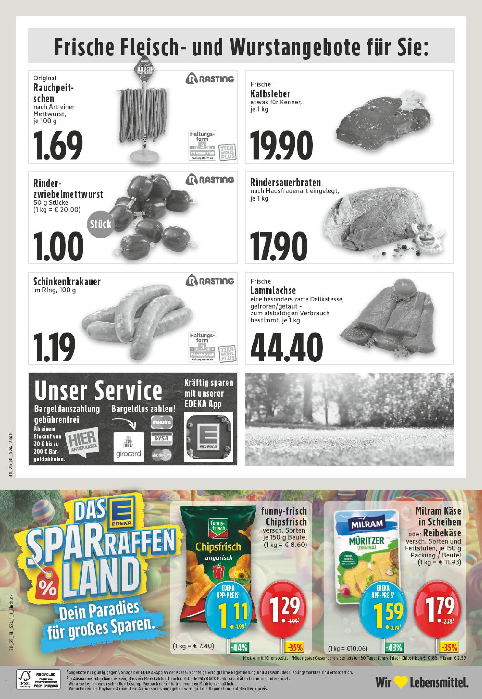 Edeka prospekt Essen	 (ab 14.09.2025) » Angebote Online | Seite: 26 | Produkte: Kalbsleber, Reibekase, Chips, Fleisch