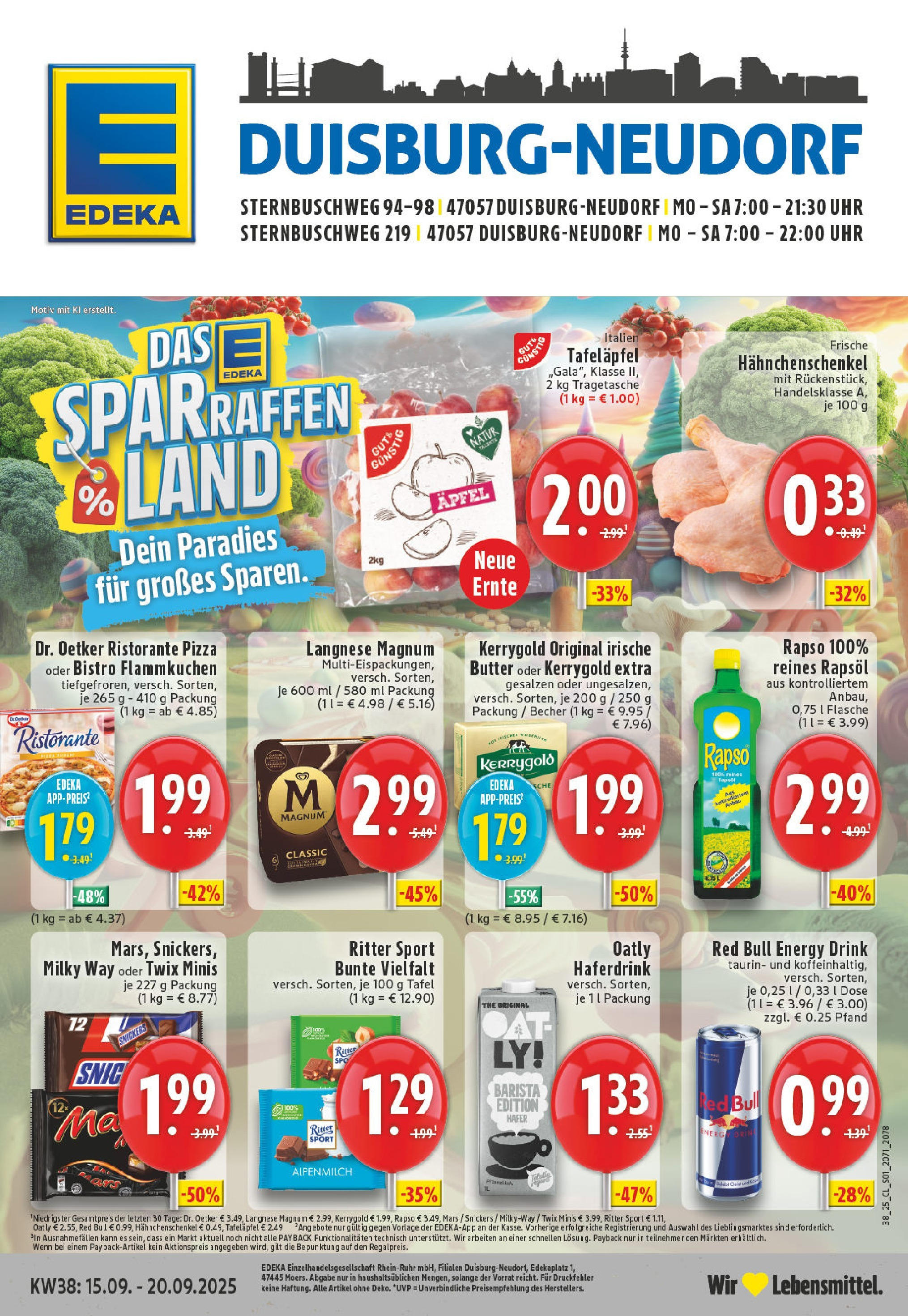 Edeka prospekt Duisburg	 (ab 14.09.2025) » Angebote Online | Seite: 1 | Produkte: Ritter sport, Äpfel, Snickers, Mars