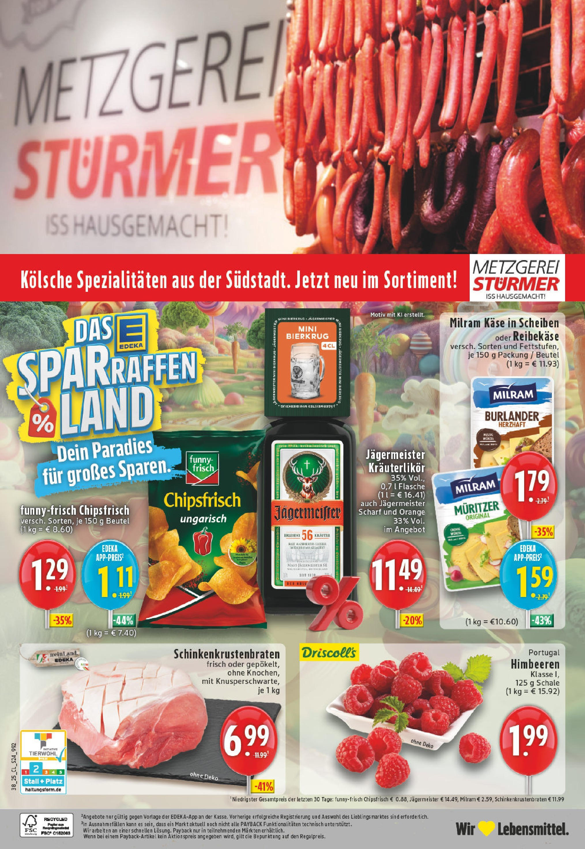 Edeka prospekt Köln-Lindenthal	 (ab 14.09.2025) » Angebote Online | Seite: 26 | Produkte: Himbeeren, Käse, Milram, Chips
