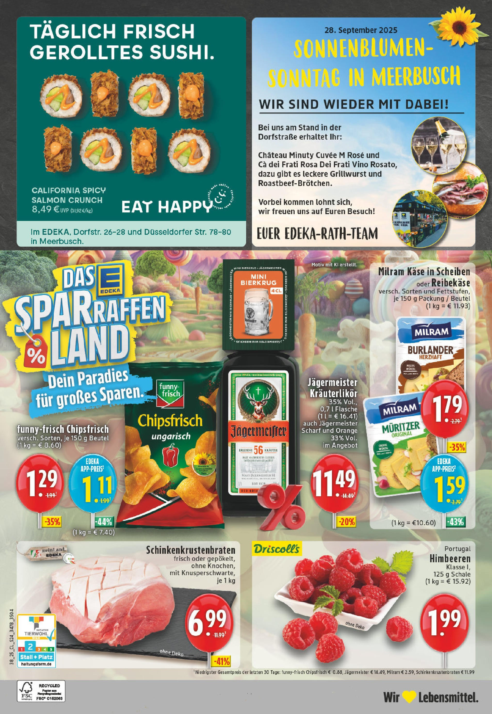 Edeka prospekt Meerbusch (ab 14.09.2025) » Angebote Online | Seite: 26 | Produkte: Himbeeren, Käse, Jägermeister, Chips Edeka prospekt Meerbusch (ab 14.09.2025) » Angebote Online | Seite: 26 | Produkte: Himbeeren, Käse, Jägermeister, Chips