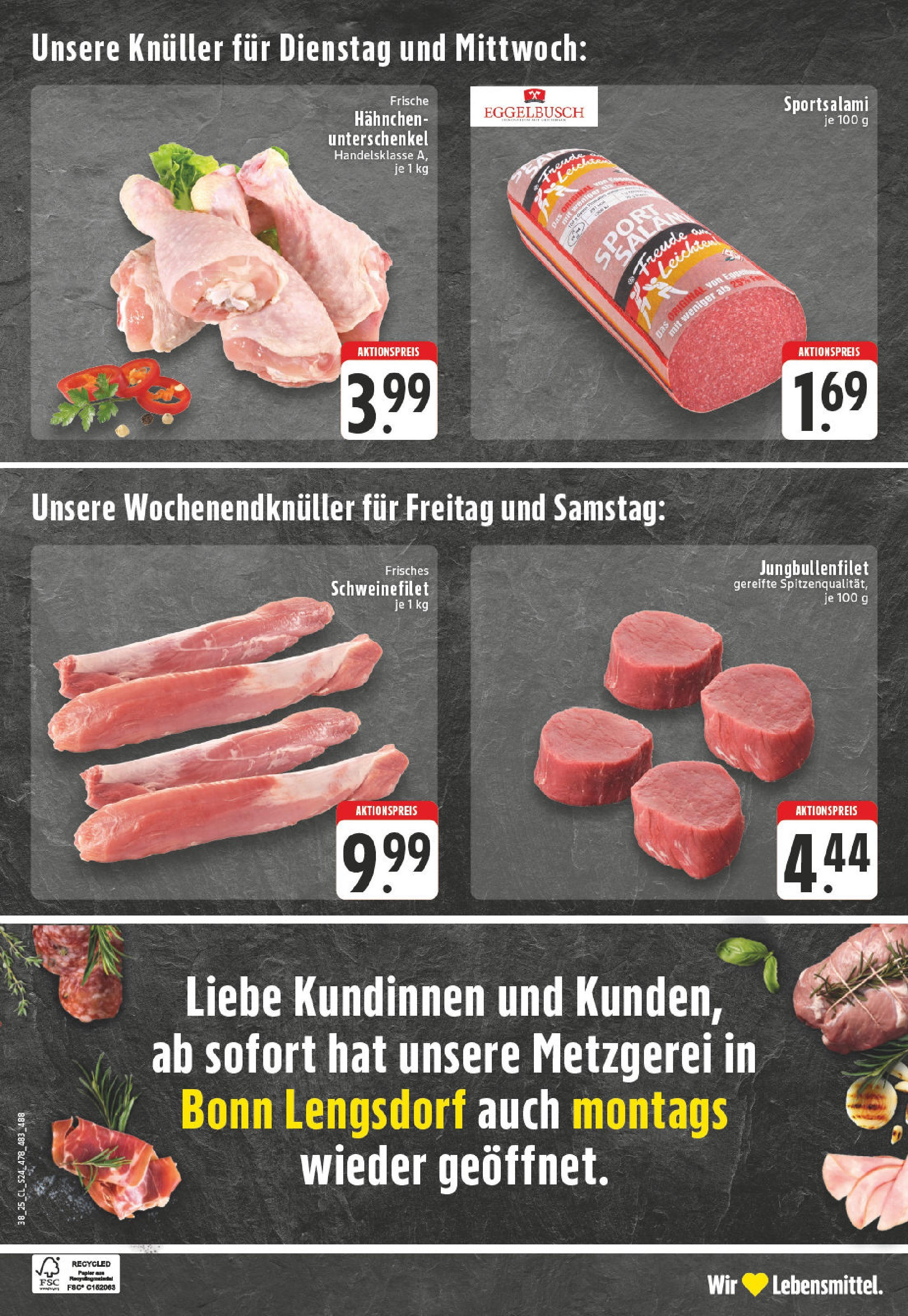 Edeka prospekt Bonn	 (ab 14.09.2025) » Angebote Online | Seite: 26 | Produkte: Hahnchen, Schweinefilet, Salami