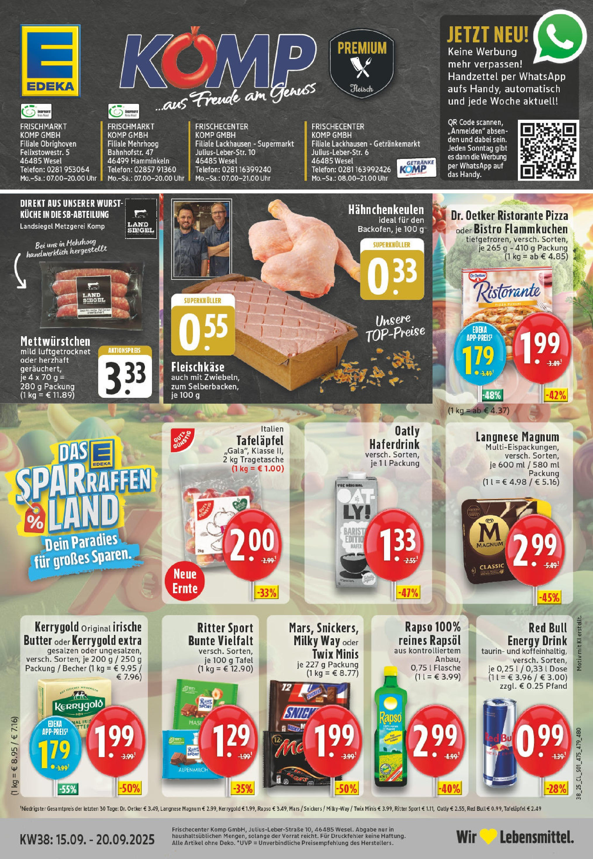 Edeka prospekt Wesel-Obrighoven (ab 14.09.2025) » Angebote Online | Seite: 1 | Produkte: Langnese, Twix, Wurst, Telefon Edeka prospekt Wesel-Obrighoven (ab 14.09.2025) » Angebote Online | Seite: 1 | Produkte: Langnese, Twix, Wurst, Telefon