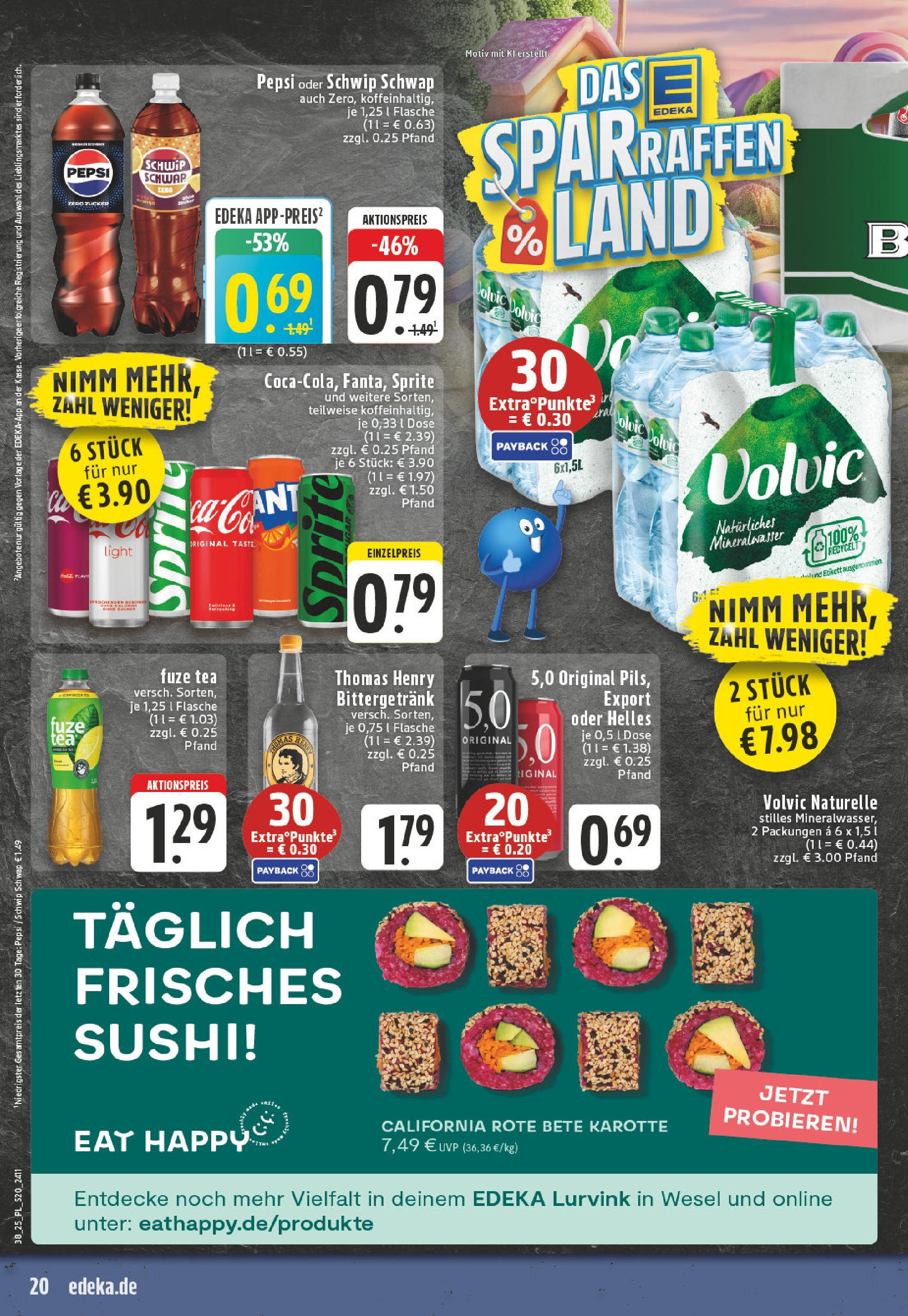 Edeka prospekt Wesel (ab 14.09.2025) » Angebote Online | Seite: 22 | Produkte: Fuze tea, Mineralwasser, Zucker, Pepsi Edeka prospekt Wesel (ab 14.09.2025) » Angebote Online | Seite: 22 | Produkte: Fuze tea, Mineralwasser, Zucker, Pepsi