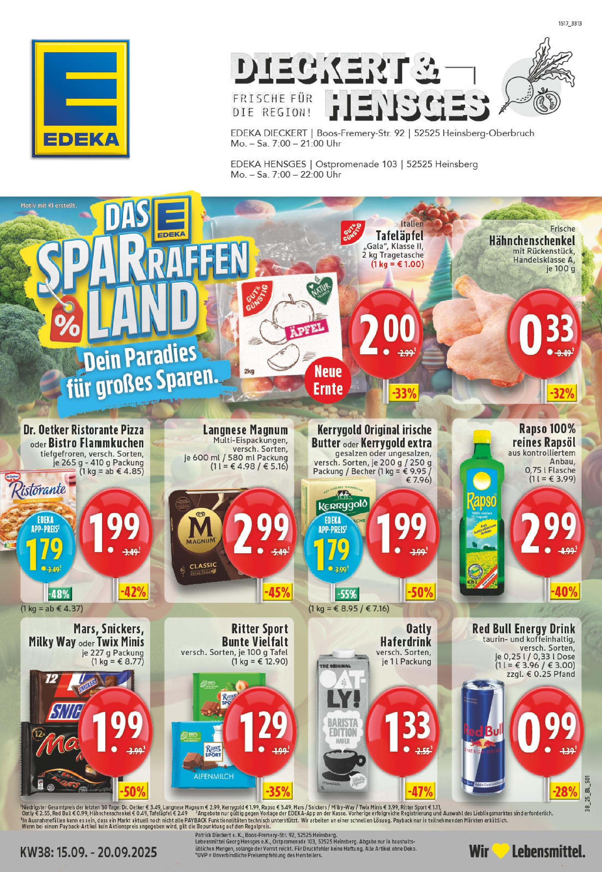 Edeka prospekt Heinsberg	 (ab 14.09.2025) » Angebote Online | Seite: 1 | Produkte: Langnese, Ritter sport, Twix, Oatly