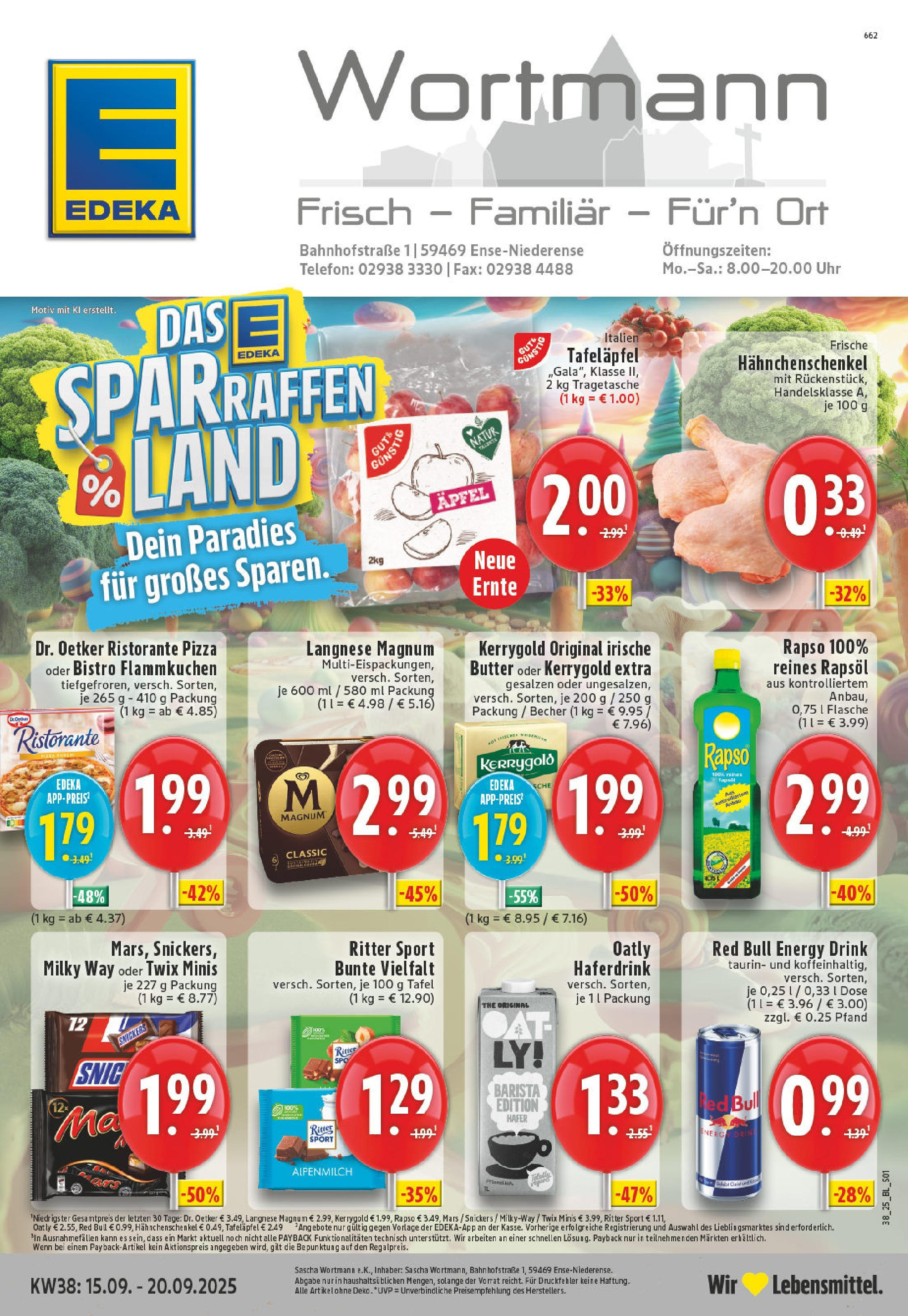 Edeka prospekt Ense-Niederense (ab 14.09.2025) » Angebote Online | Seite: 1 | Produkte: Langnese, Hahnchenschenkel, Energy, Uhr Edeka prospekt Ense-Niederense (ab 14.09.2025) » Angebote Online | Seite: 1 | Produkte: Langnese, Hahnchenschenkel, Energy, Uhr