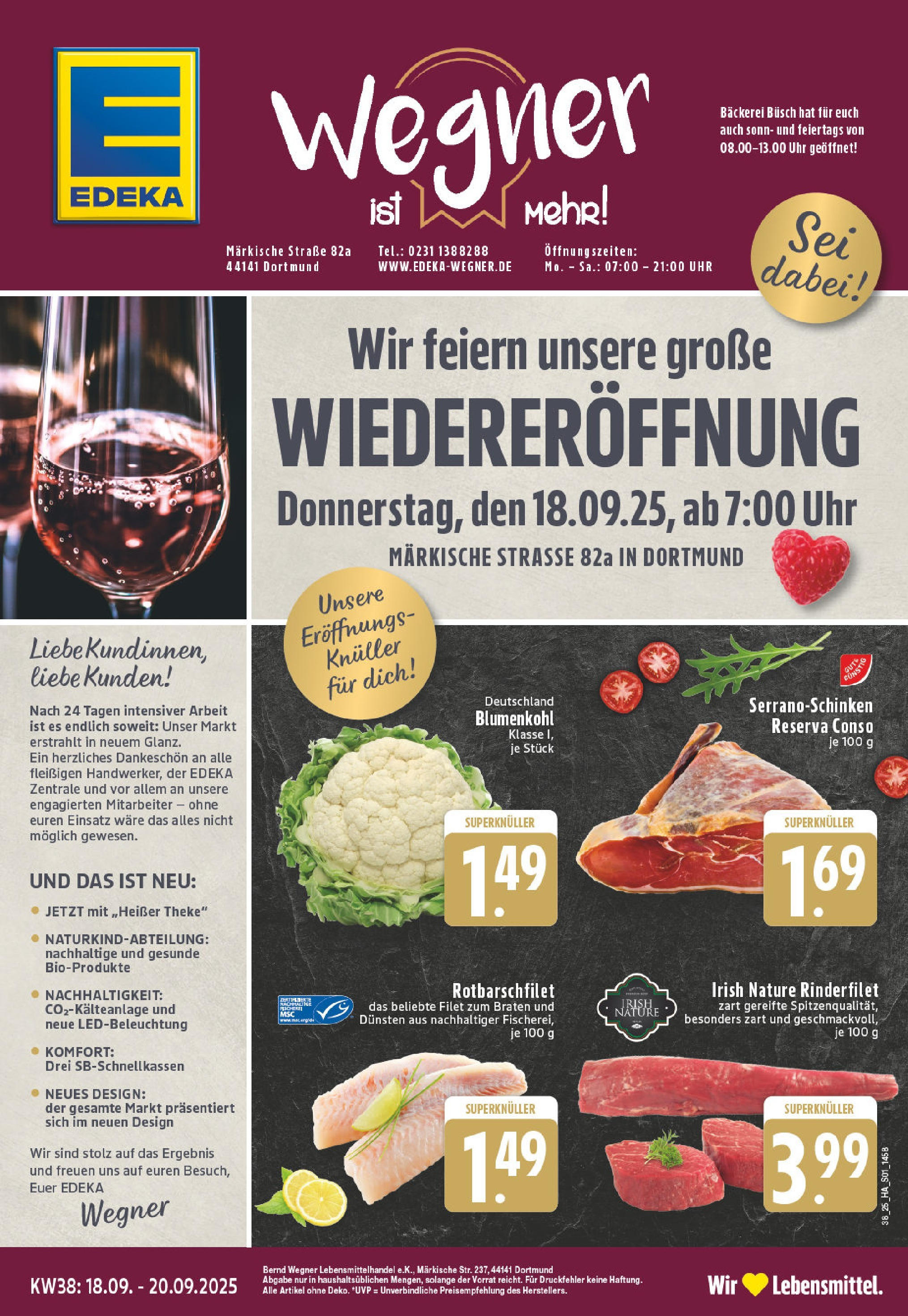 Edeka prospekt Dortmund	 (ab 14.09.2025) » Angebote Online | Seite: 1 | Produkte: Bäckerei, Rinderfilet, Blumenkohl, Uhr
