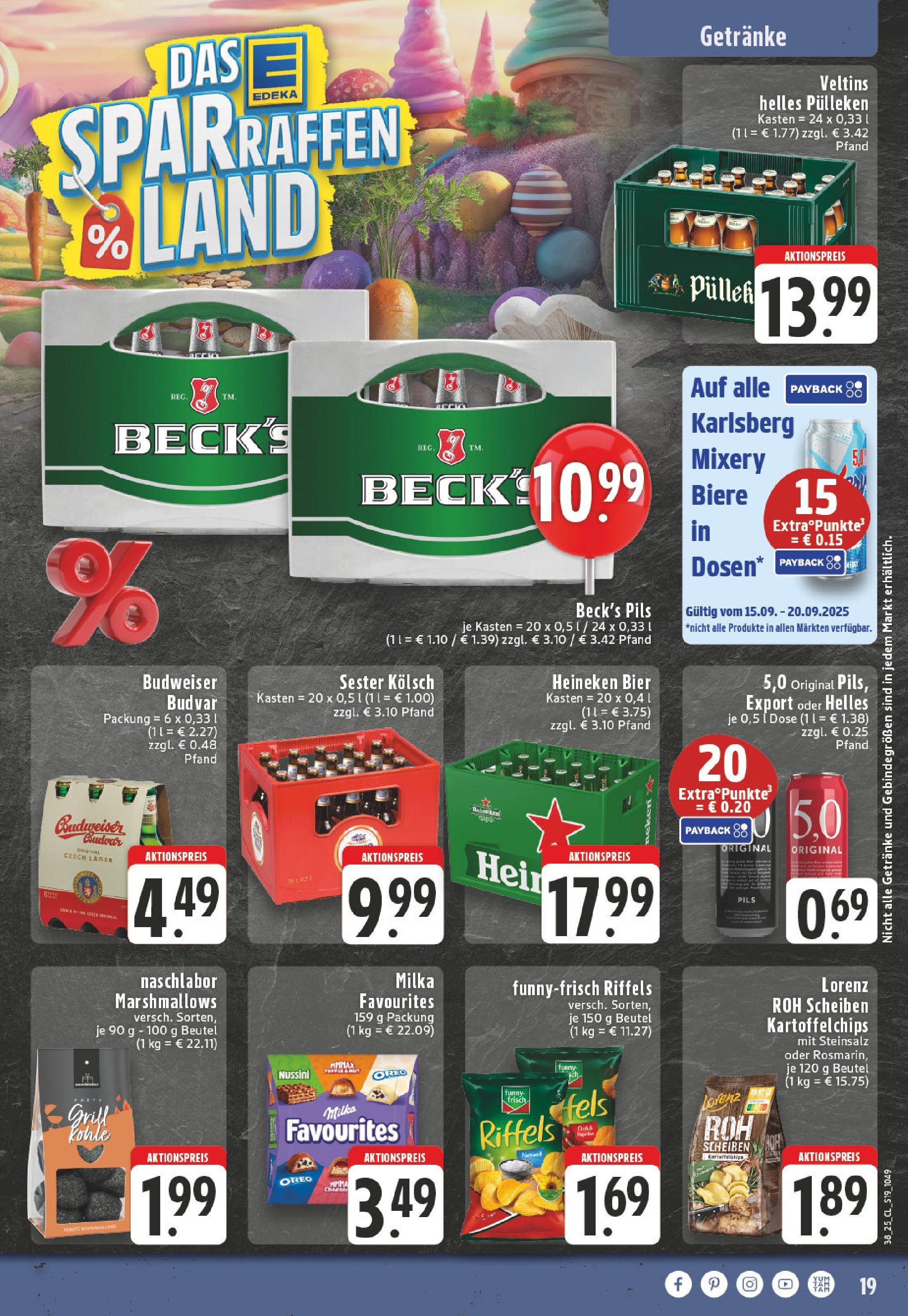 Edeka prospekt Kempenich	 (ab 14.09.2025) » Angebote Online | Seite: 21 | Produkte: Pils, Heineken, Budweiser, Chips