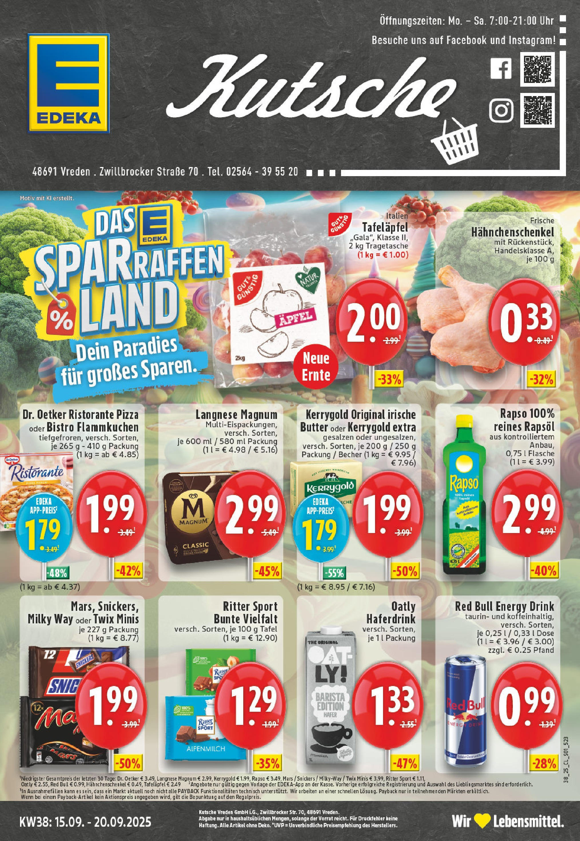 Edeka prospekt Vreden	 (ab 14.09.2025) » Angebote Online | Seite: 1 | Produkte: Energy, Äpfel, Snickers, Haferdrink