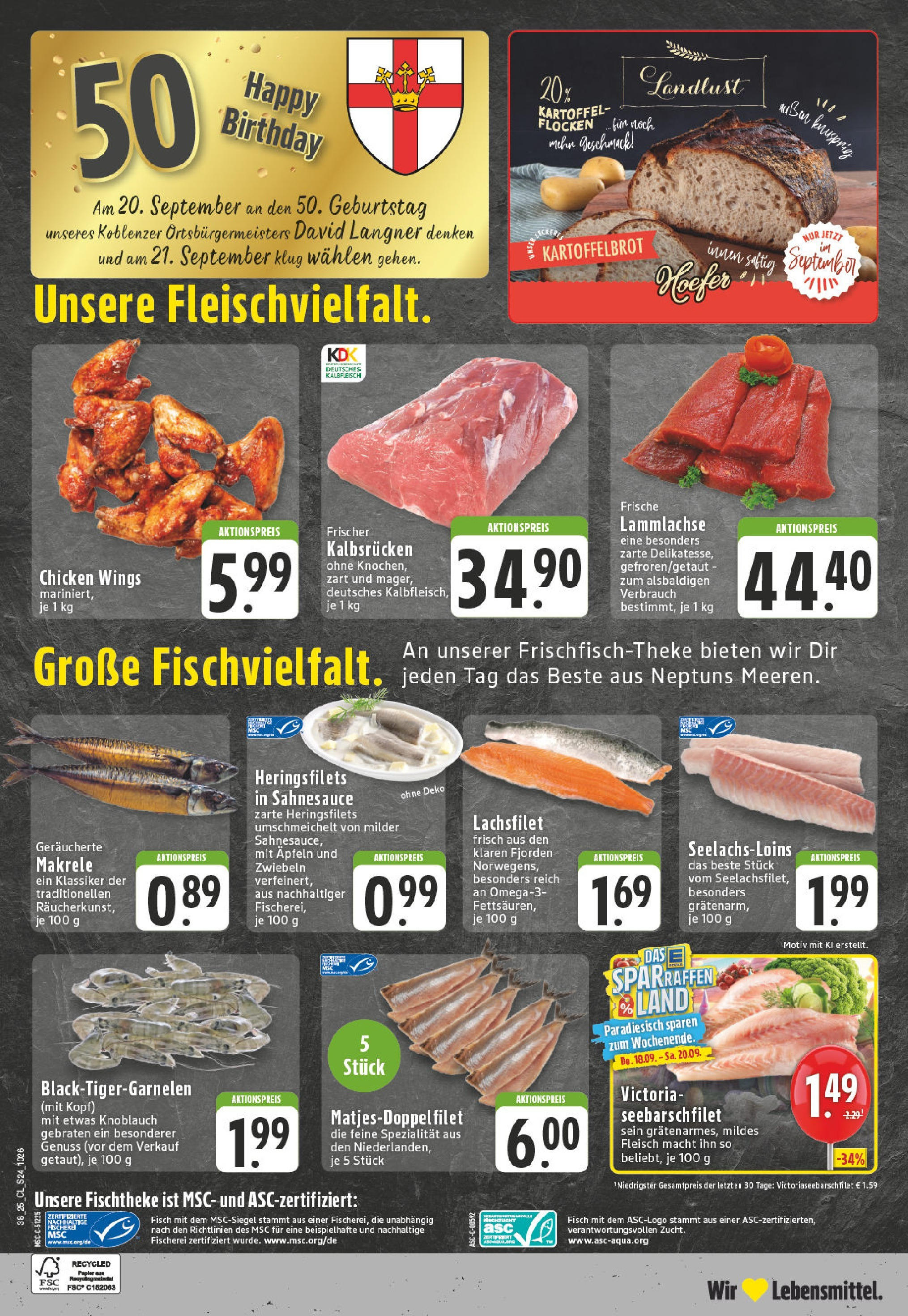 Edeka prospekt Koblenz (ab 14.09.2025) » Angebote Online | Seite: 26 | Produkte: Fisch, Knoblauch, Fleisch, Flocken Edeka prospekt Koblenz (ab 14.09.2025) » Angebote Online | Seite: 26 | Produkte: Fisch, Knoblauch, Fleisch, Flocken