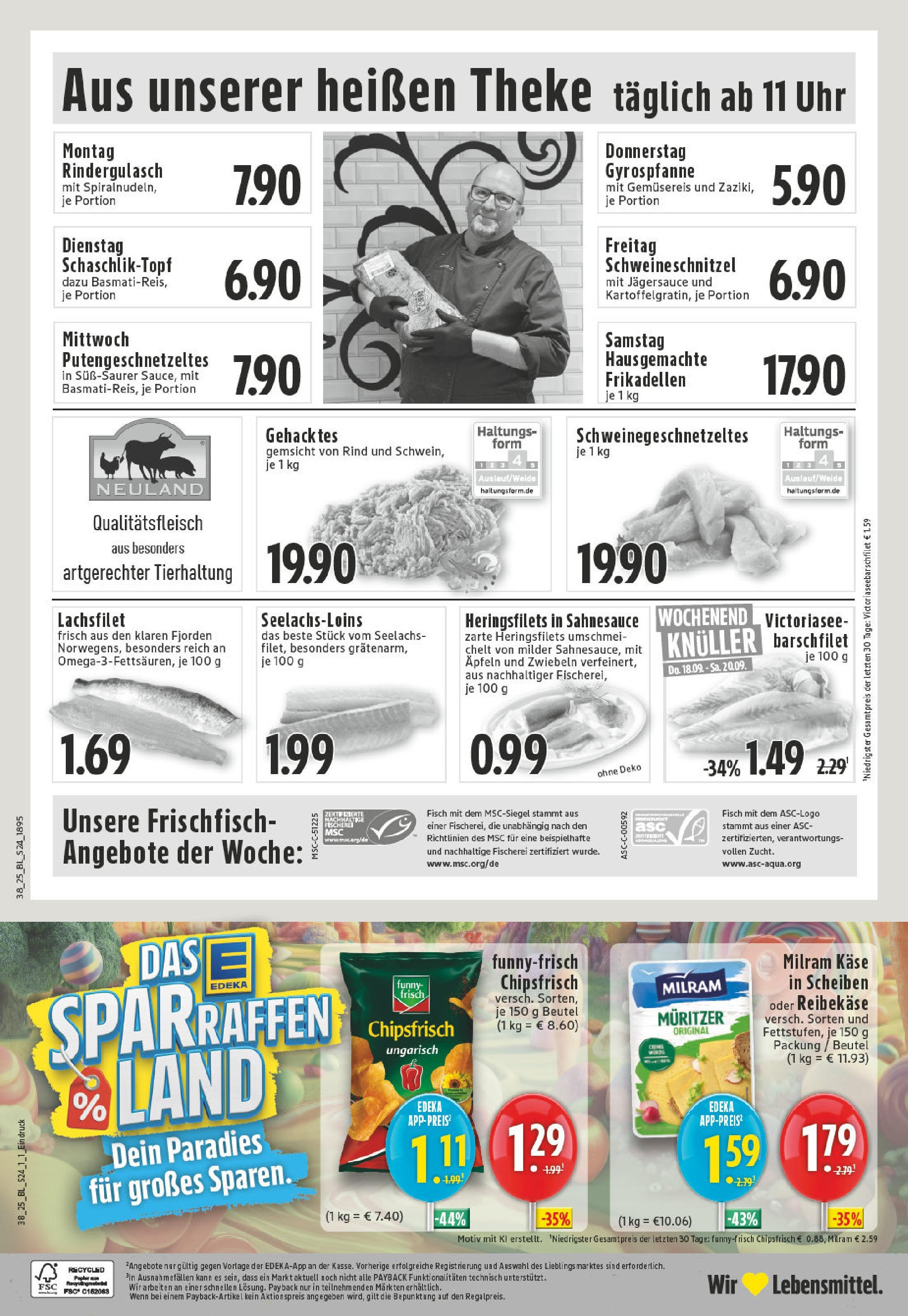 Edeka prospekt Schwerte - Ergste (ab 14.09.2025) » Angebote Online | Seite: 26 | Produkte: Rindergulasch, Fisch, Reibekase, Chips Edeka prospekt Schwerte - Ergste (ab 14.09.2025) » Angebote Online | Seite: 26 | Produkte: Rindergulasch, Fisch, Reibekase, Chips