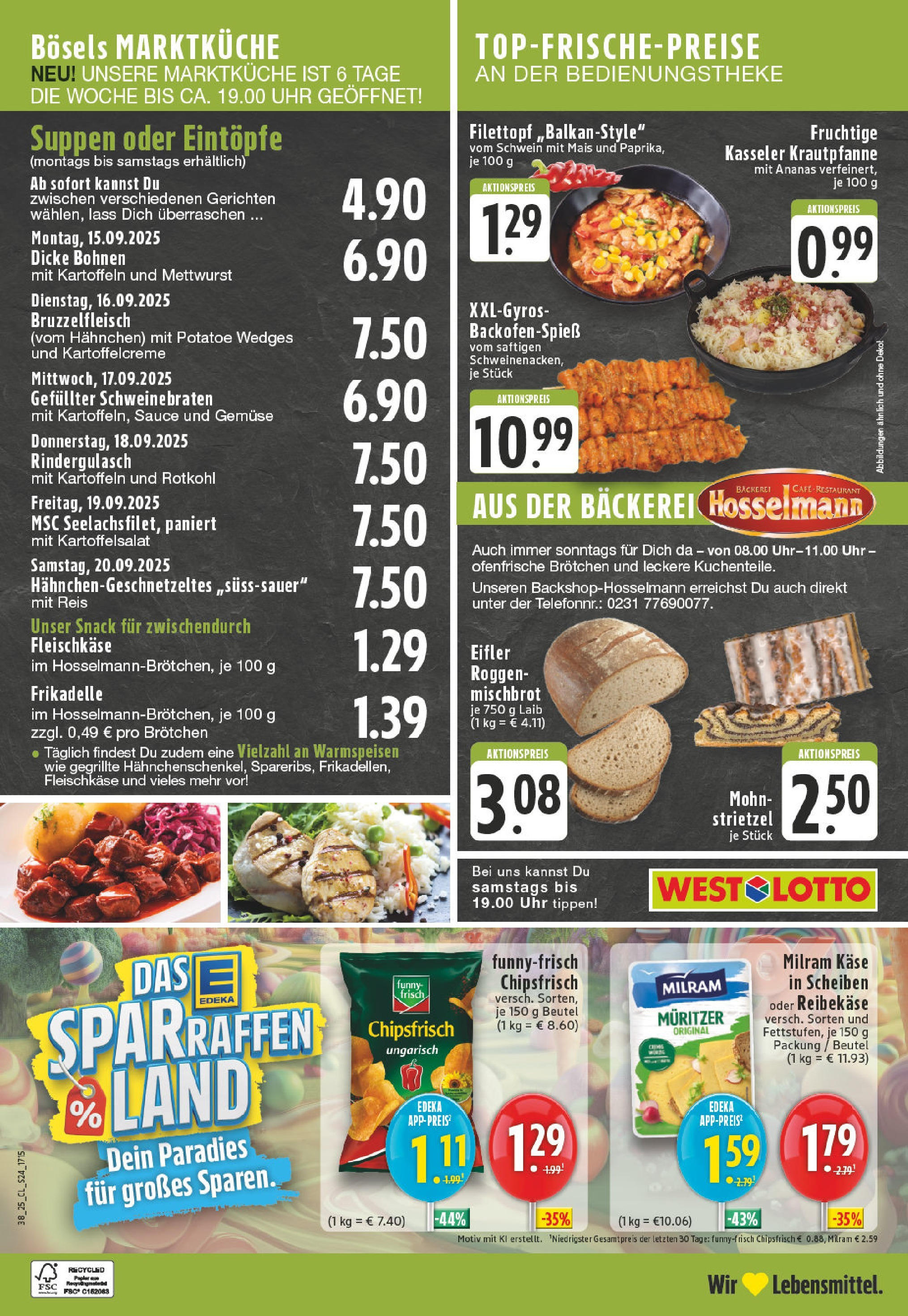 Edeka prospekt Lünen-Brambauer	 (ab 14.09.2025) » Angebote Online | Seite: 26 | Produkte: Käse, Ofenfrische, Gemüse, Chips
