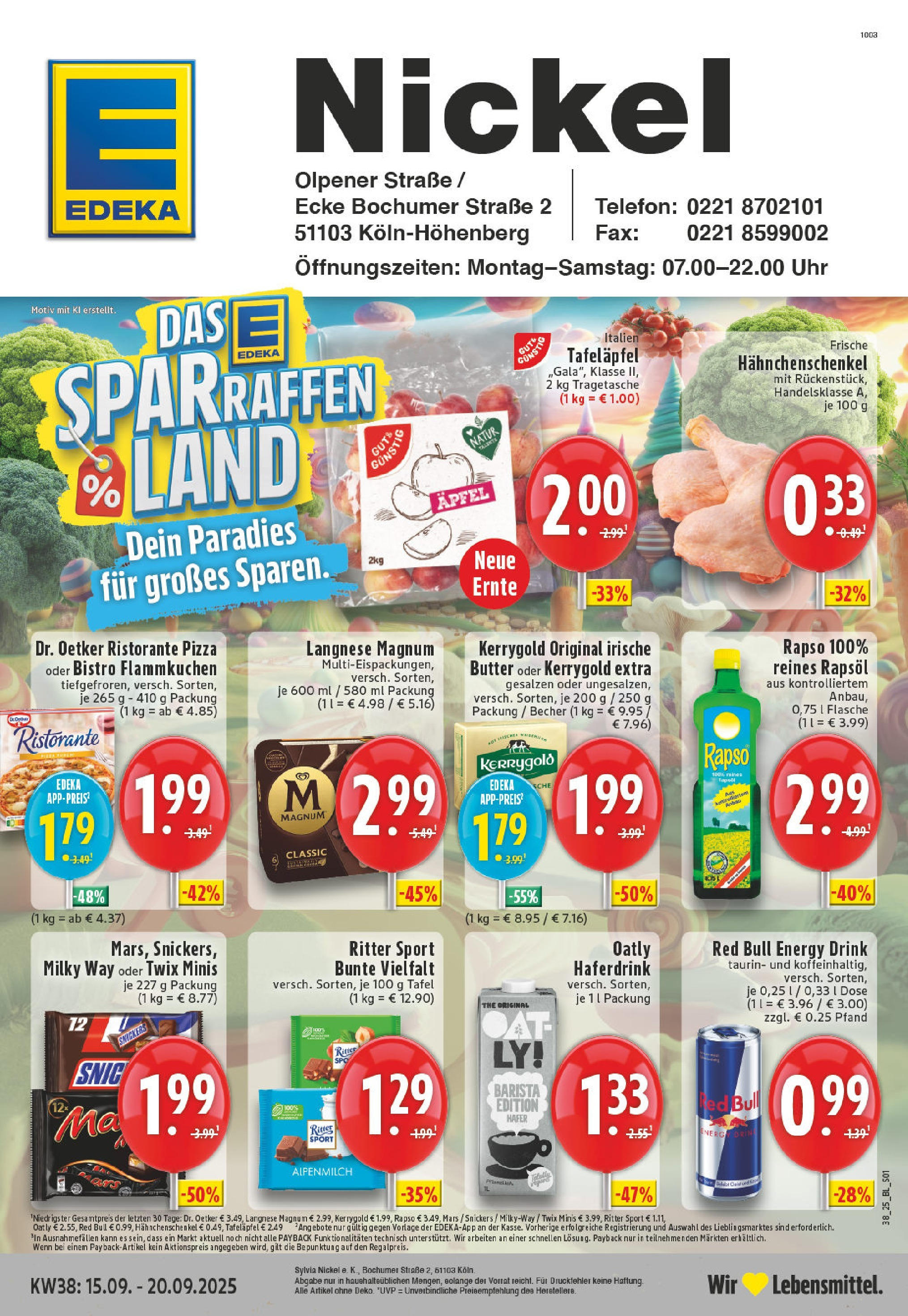 Edeka prospekt Köln	 (ab 14.09.2025) » Angebote Online | Seite: 1 | Produkte: Ritter sport, Snickers, Oatly, Uhr