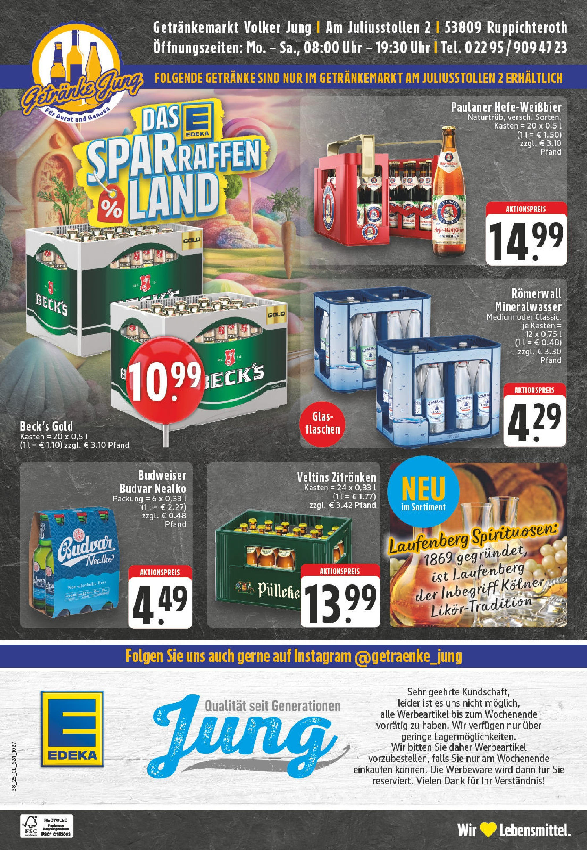 Edeka prospekt Ruppichteroth (ab 14.09.2025) » Angebote Online | Seite: 26 | Produkte: Mineralwasser, Budweiser, Uhr, Paulaner Edeka prospekt Ruppichteroth (ab 14.09.2025) » Angebote Online | Seite: 26 | Produkte: Mineralwasser, Budweiser, Uhr, Paulaner
