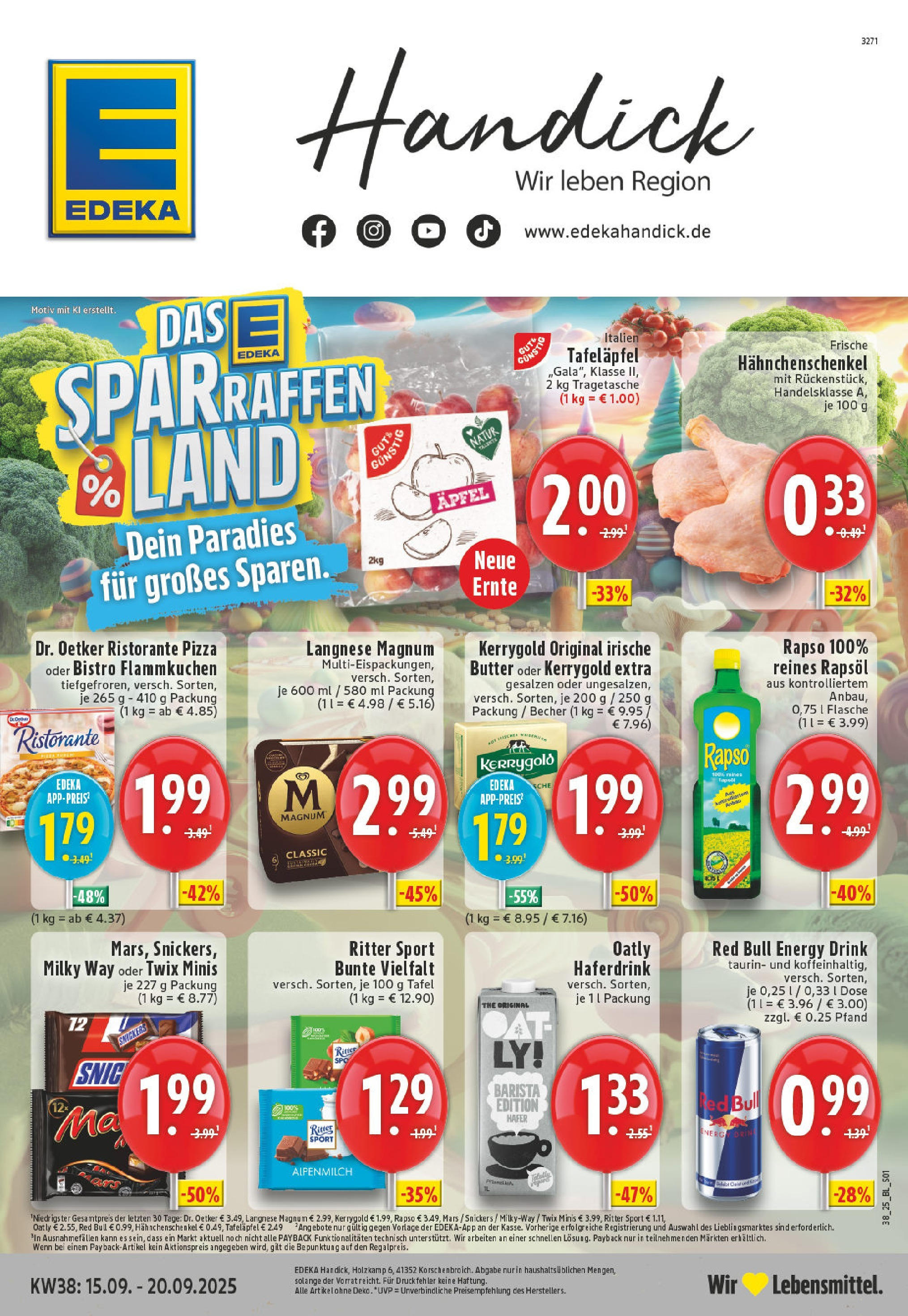 Edeka prospekt Korschenbroich	 (ab 14.09.2025) » Angebote Online | Seite: 1 | Produkte: Rapsöl, Snickers, Twix, Pizza