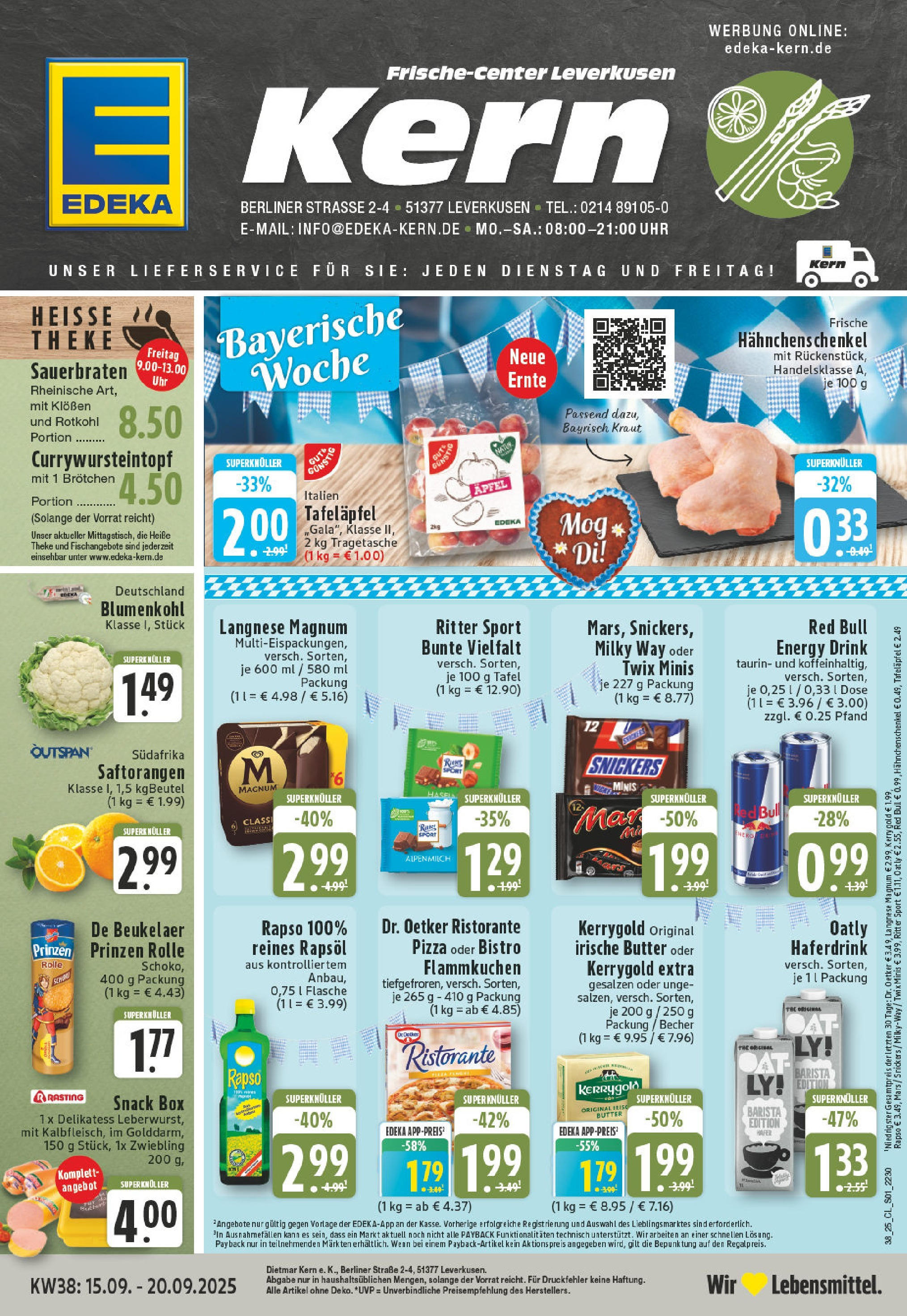 Edeka prospekt Leverkusen (ab 14.09.2025) » Angebote Online | Seite: 1 | Produkte: Rotkohl, Mars, Oatly, Uhr Edeka prospekt Leverkusen (ab 14.09.2025) » Angebote Online | Seite: 1 | Produkte: Rotkohl, Mars, Oatly, Uhr