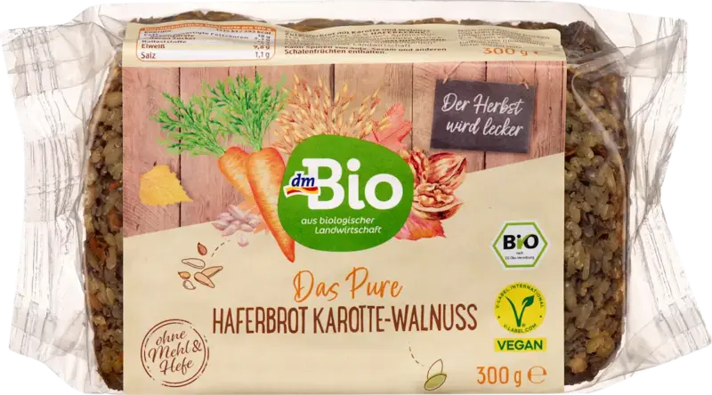 dmBio Brot, Das Pure Hafer mit Karotten & Walnüssen