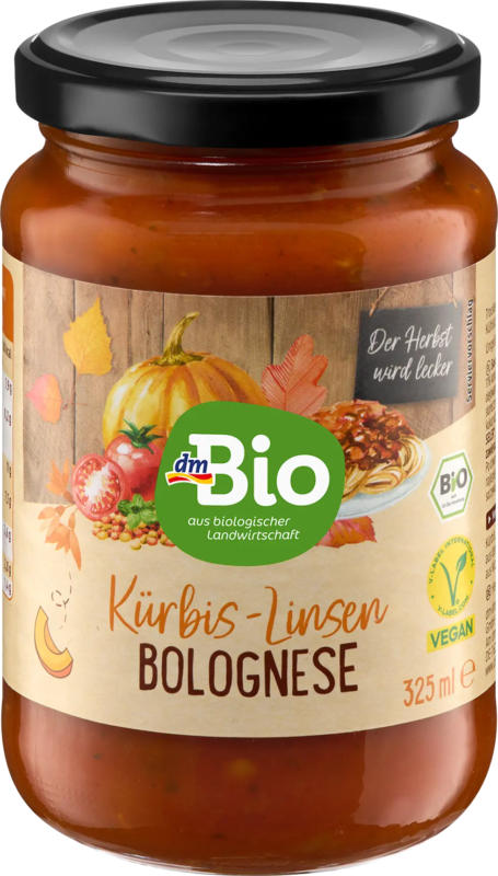 dmBio Tomatensoße, Bolognese mit Linsen & Kürbis, vegan