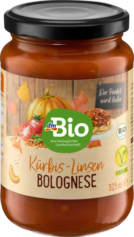 dmBio Tomatensoße, Bolognese mit Linsen & Kürbis, vegan