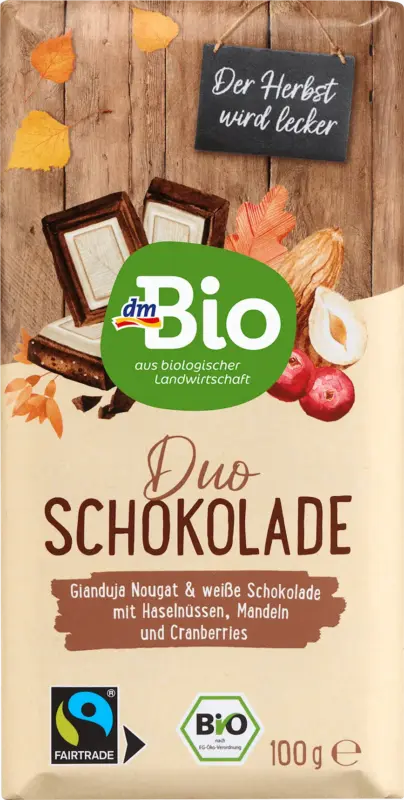 dmBio Schokolade Nougat mit Nüssen & Cranberrys