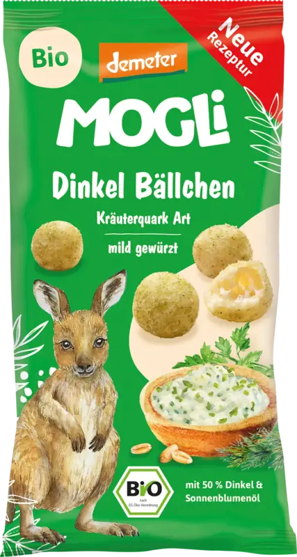 MOGLi Kindersnack Dinkel Bällchen Kräuterquark Art ab 3 Jahren